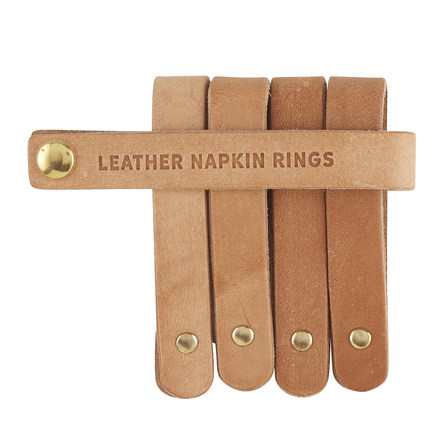 Santa Barbara Design Studio Tablesugar Leather Napkin Rings, Set Of 4, Natural
