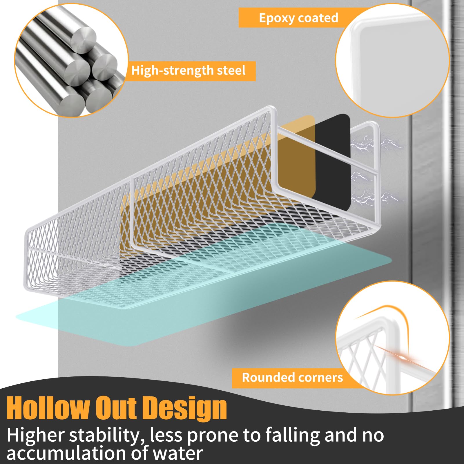 Dtuqyx Magnetic Spice Rack, Refrigerator Organizer, 6 Pack Metal Black Magnetic Shelf With Paper Towel Holder, Utensils Holder,