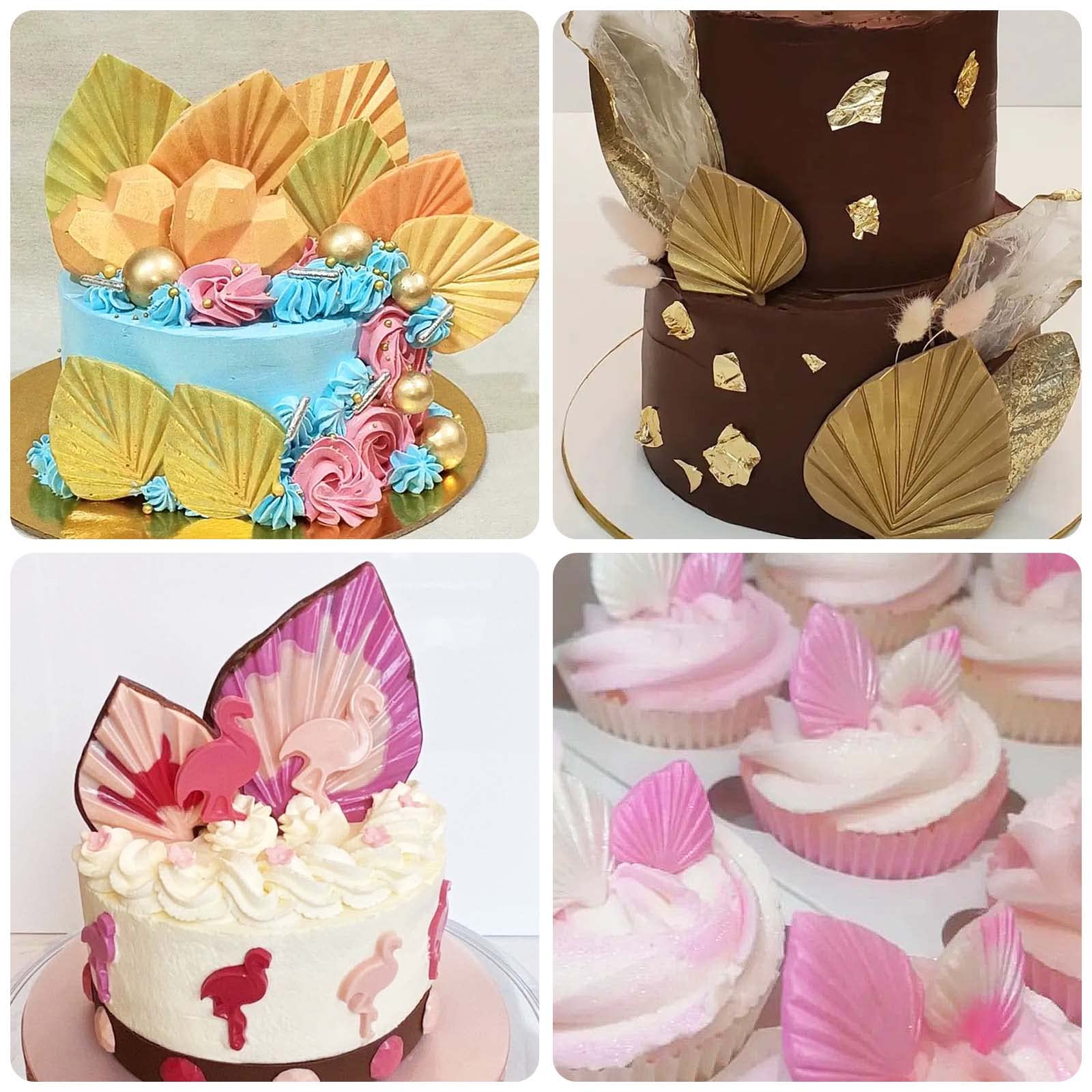 Palm Leaf Chocolate Silicone Molds, 3 Packs Boho Fan Candy Molds For Boho Theme Cake Decoration, Cakepops, Cupcake Toppers, Dese