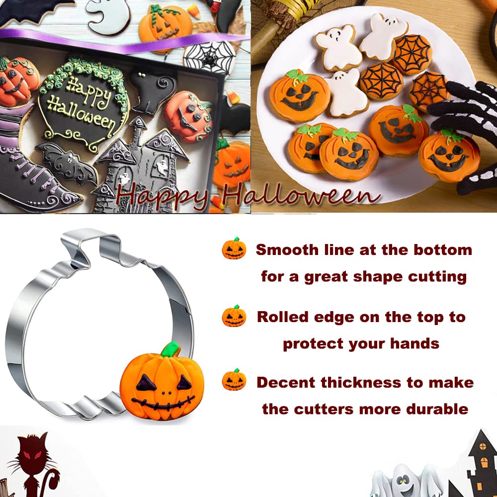 Pumpkin Cookie Cutters Set - 5 Pieces Different Sizes Pumpkin Shapes Stainless Steel Fondant Cutters Mold For Halloween & Fall T