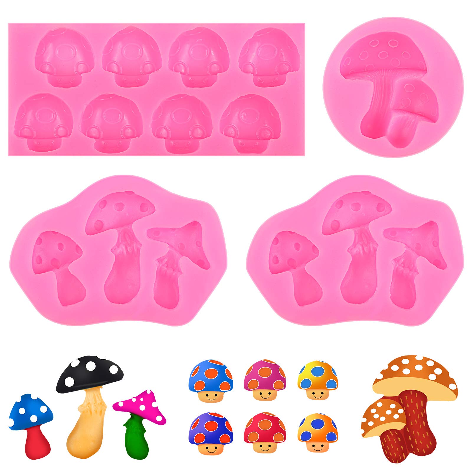 4 Pieces Mushroom Chocolate Mold Mushroom Shaped Silicone Molds Cute Mushroom Cake Candy Mould Vegetable Fondant Moulds For Choc