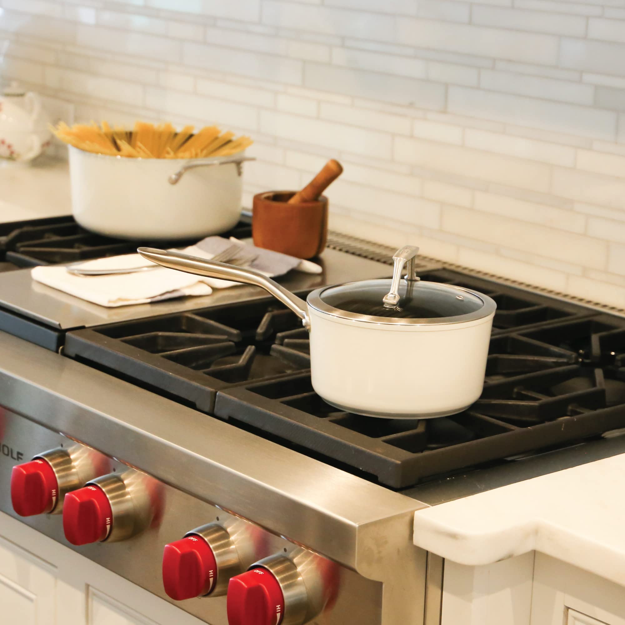 Valencera By Techef, 2-Quart Ceramic Nonstick Saucepan With Glass Lid, Nontoxic - Nontoxic - Free Of Pfas, Pfoa, Ptfe (Saucepan