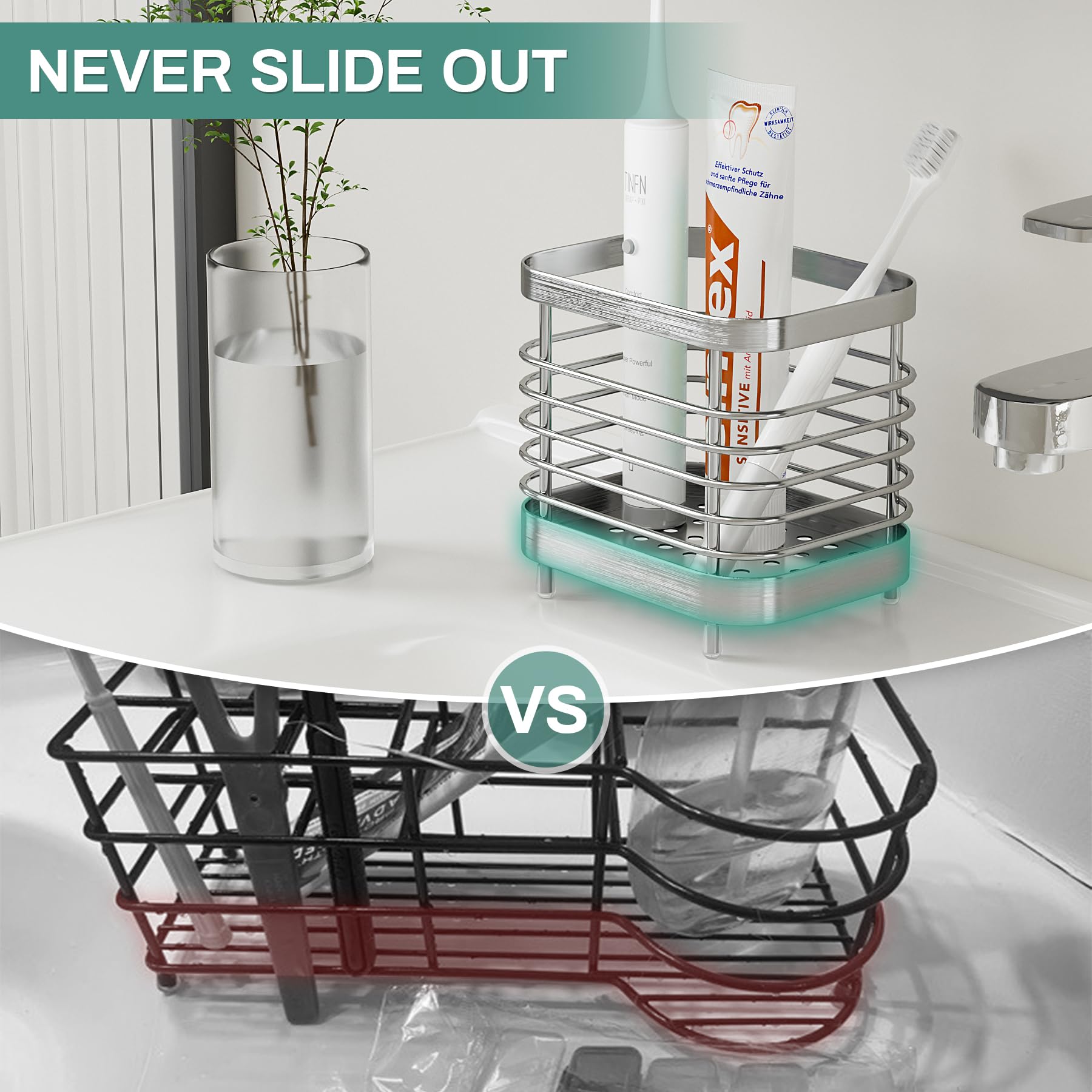 Oasiteege Electric Toothbrush Holder For Bathroom, Stainless Steel Toothpaste Tooth Brush Organizer Storage Cup For Shower, Kids
