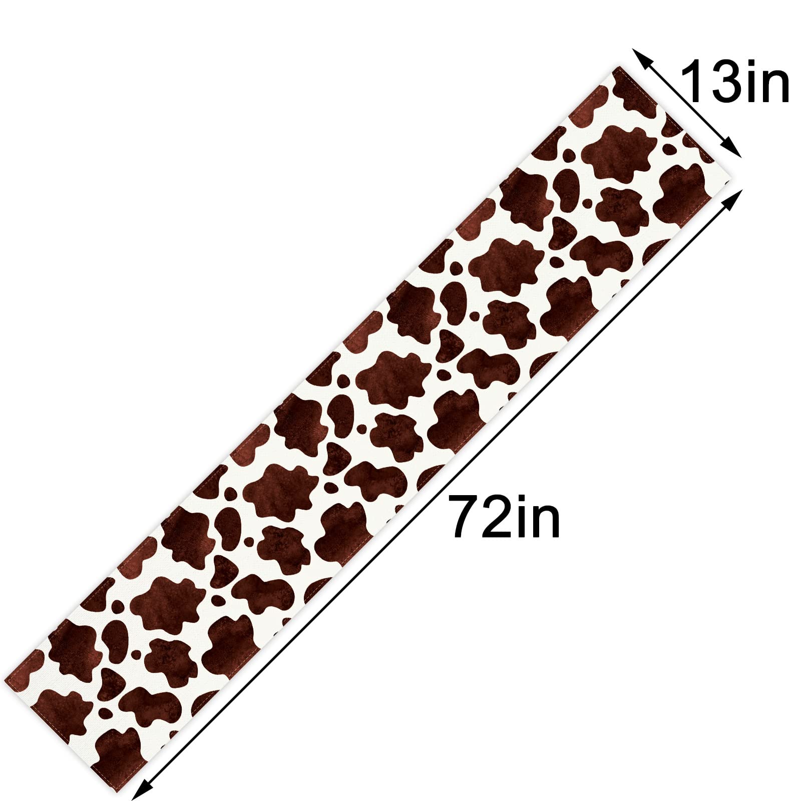 Linen Watercolor Cow Print Table Runner 72 Inches Long Cowhide Tablecloth Farm House Barnyard Animals Western Party Home Kitchen