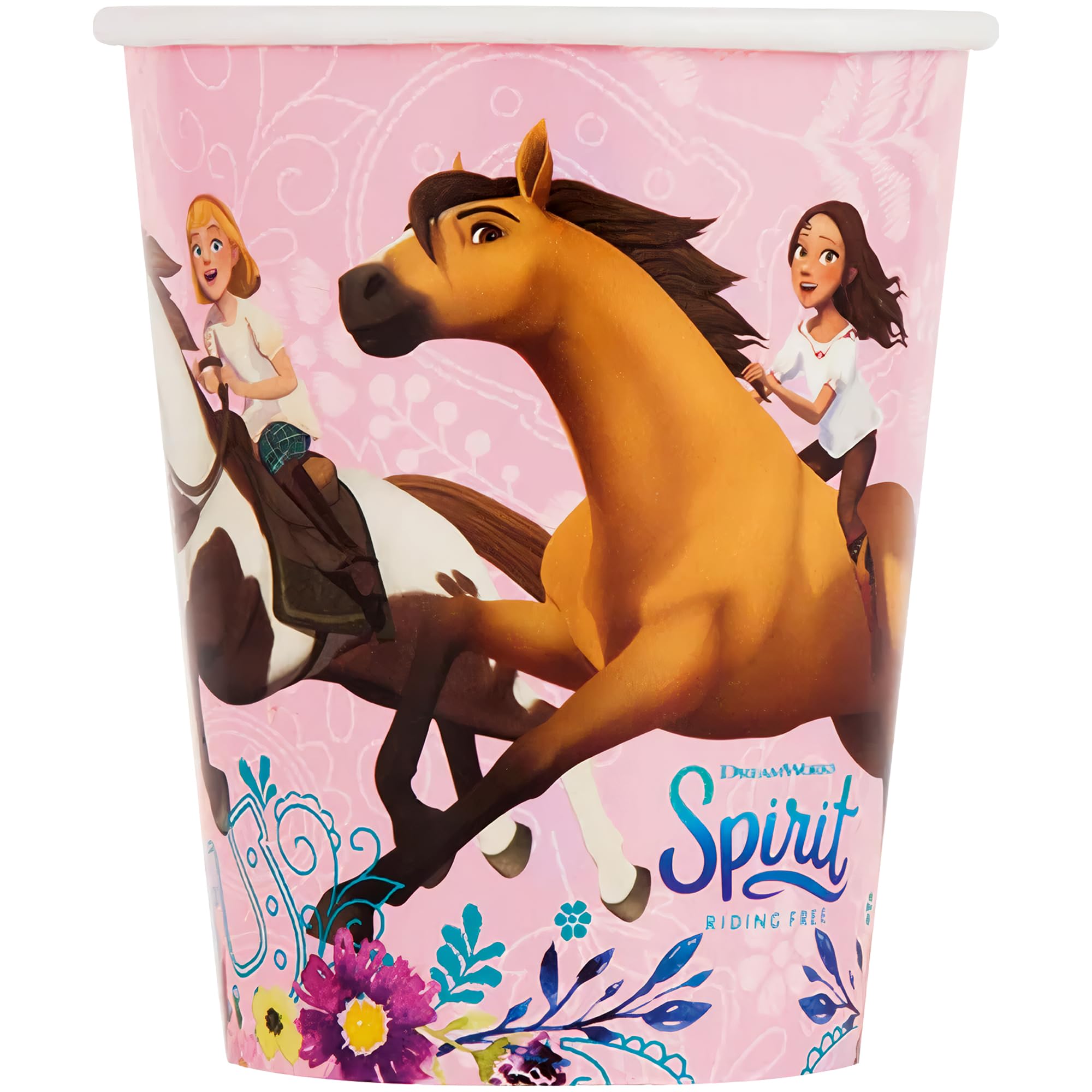Unique Disposable Paper Cups - 9 Oz, Spirit Riding Free, 8 Pcs