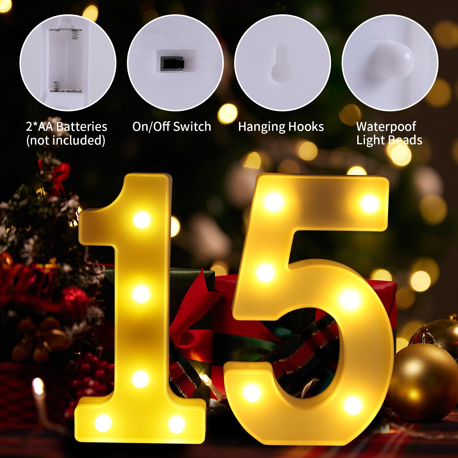 15th Birthday Decorations For Girls and Boys,15 Light Up Numbers Quinceanera Decorations,Numero 15 Decoracion Para Quinceanera,C