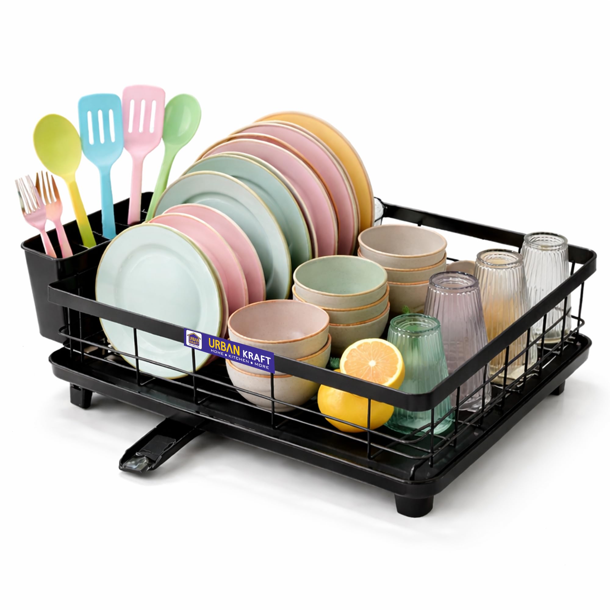 Urban Kraft Dish Drainer Basket For Kitchen With Drainboard | Bartan Tokri I After Wash Utensils Vessel Dish Drying Rack  45X35