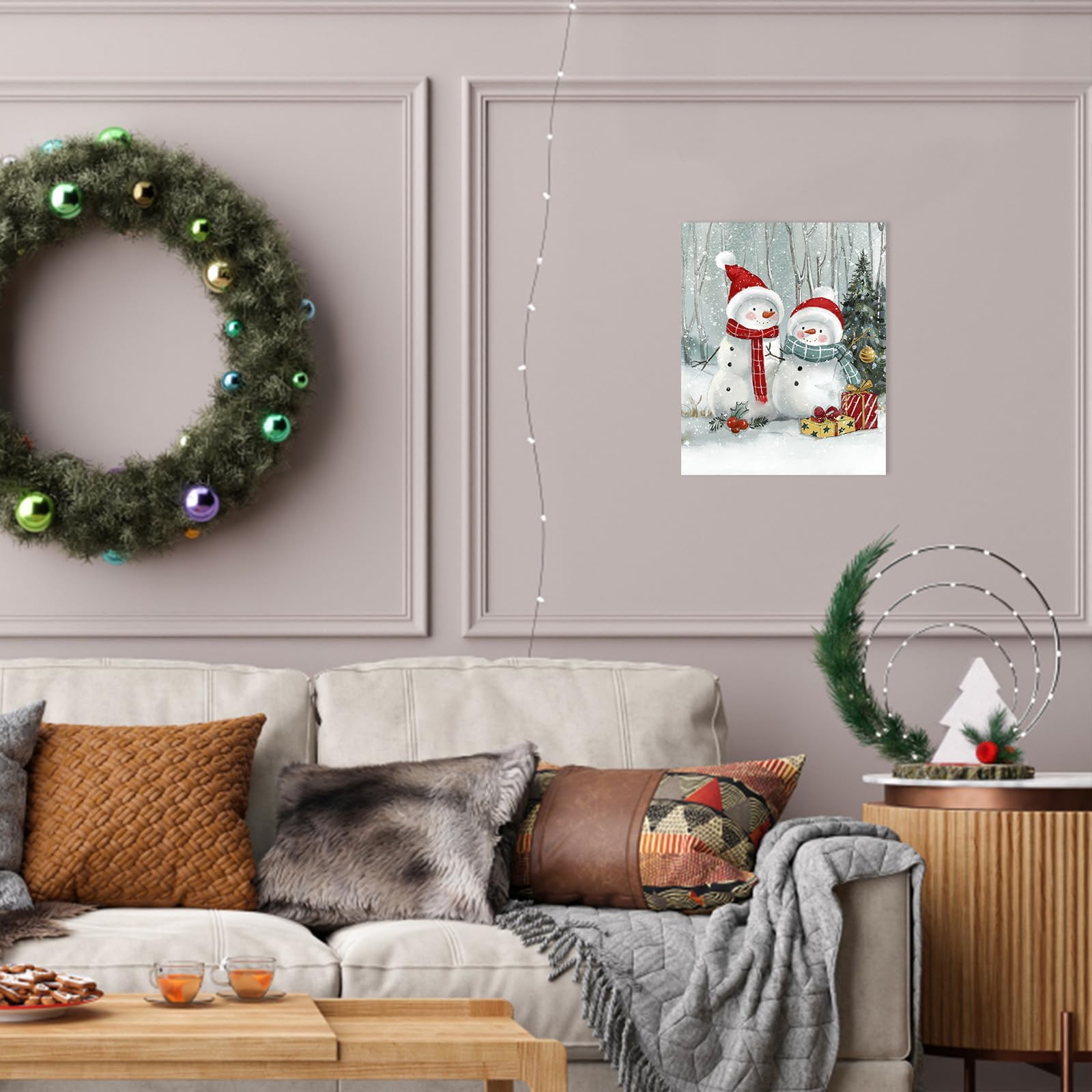 Christmas Wall Decor Snowman Picture: Christmas Wall Art Canvas Prints Farmhouse Bedroom Living Room Decor Snowman Posters Wall