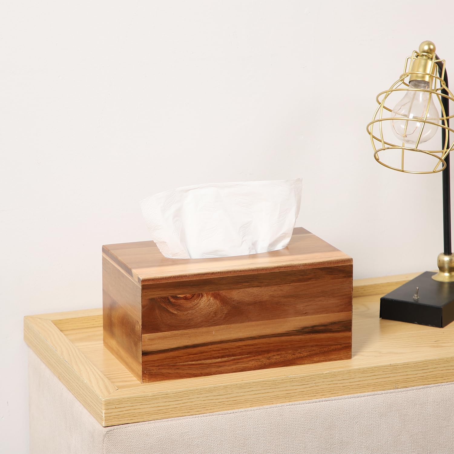 Catory Tissue Box Cover, Acacia Wood Tissue Box Cover Rectangle, Tissue Box Holder Rectangular Covers Your Tissues, Decorative T