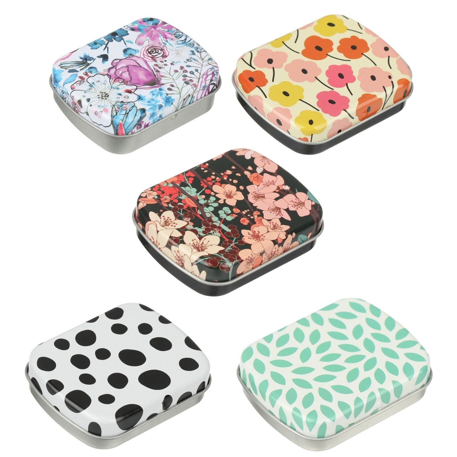 Homesogood 5Pcs Tin Box, Portable Container, Metal Small Storage Organizer