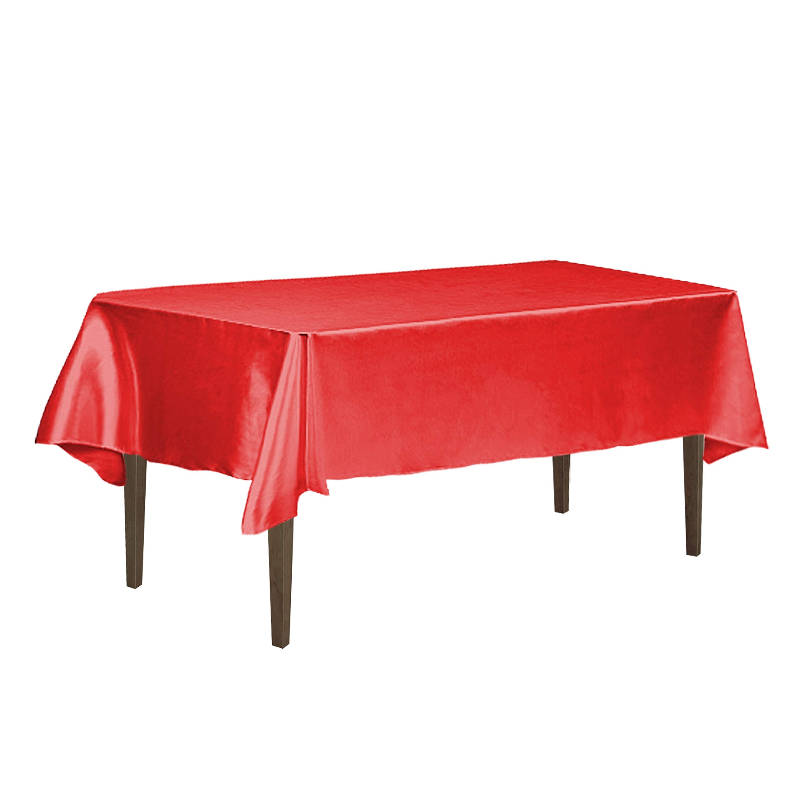 LinenTablecloth 60 x 126-Inch Rectangular Satin Tablecloth Red