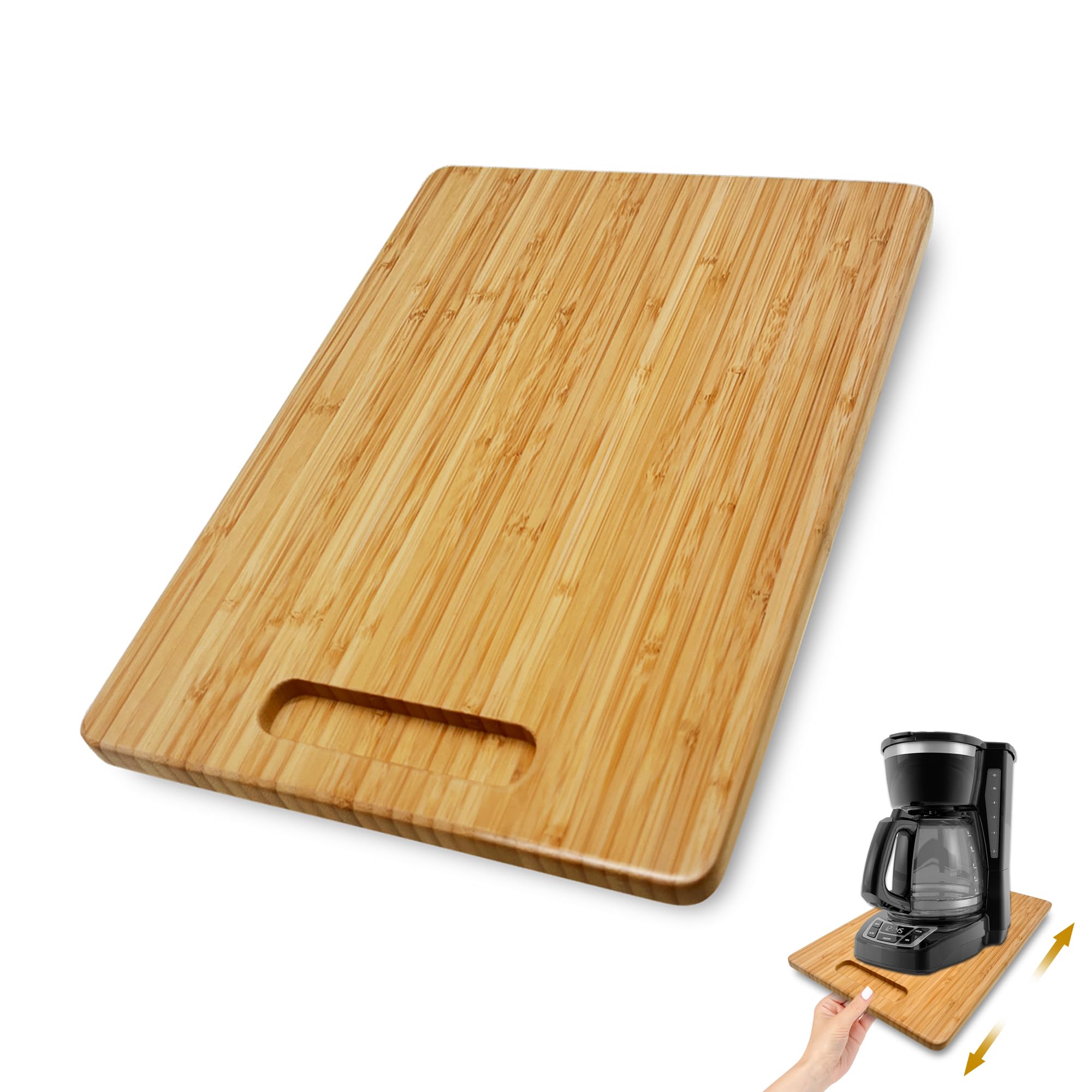 Bayting Bamboo Appliance Sliders For Kitchen Appliances, Sliding Tray With Silent Rubber Wheels For Coffee Maker, Kitchen Counte