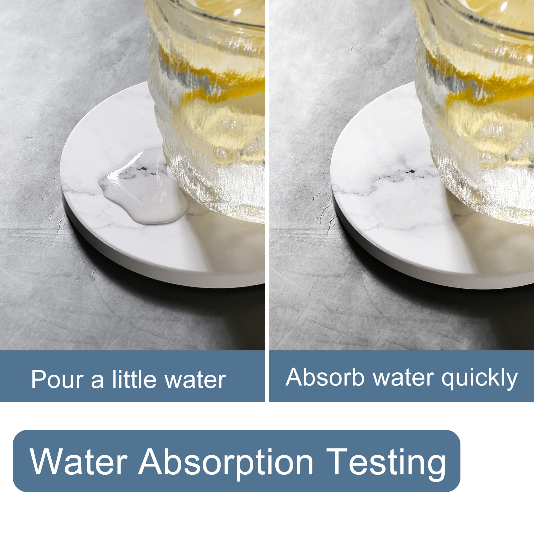 Absorbent Coasters For Drinks,Ceramic Coaster Set Of 6 With Holder, Durable Cup Coaster For Coffee Table With Cork Base For Tabl