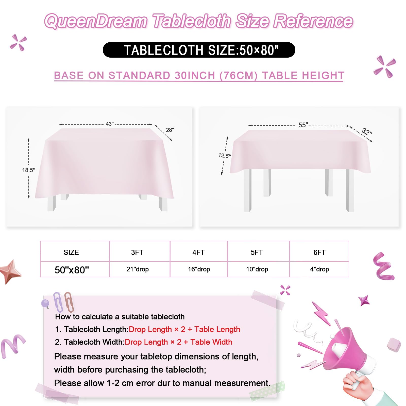 Queendream Sparkly Sequin Tablecloth - White Iridescent Table Cloth 50X80 Inches Rectangle Table Overlay Fabric For Birthday Par