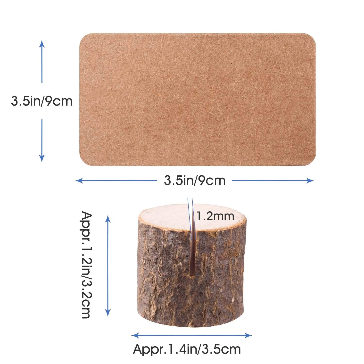 Toncoo 18Pcs Premium Wood Place Card Holders And 30Pcs Kraft Table Place Cards, Rustic Table Number Holders, Wood Photo Holders,