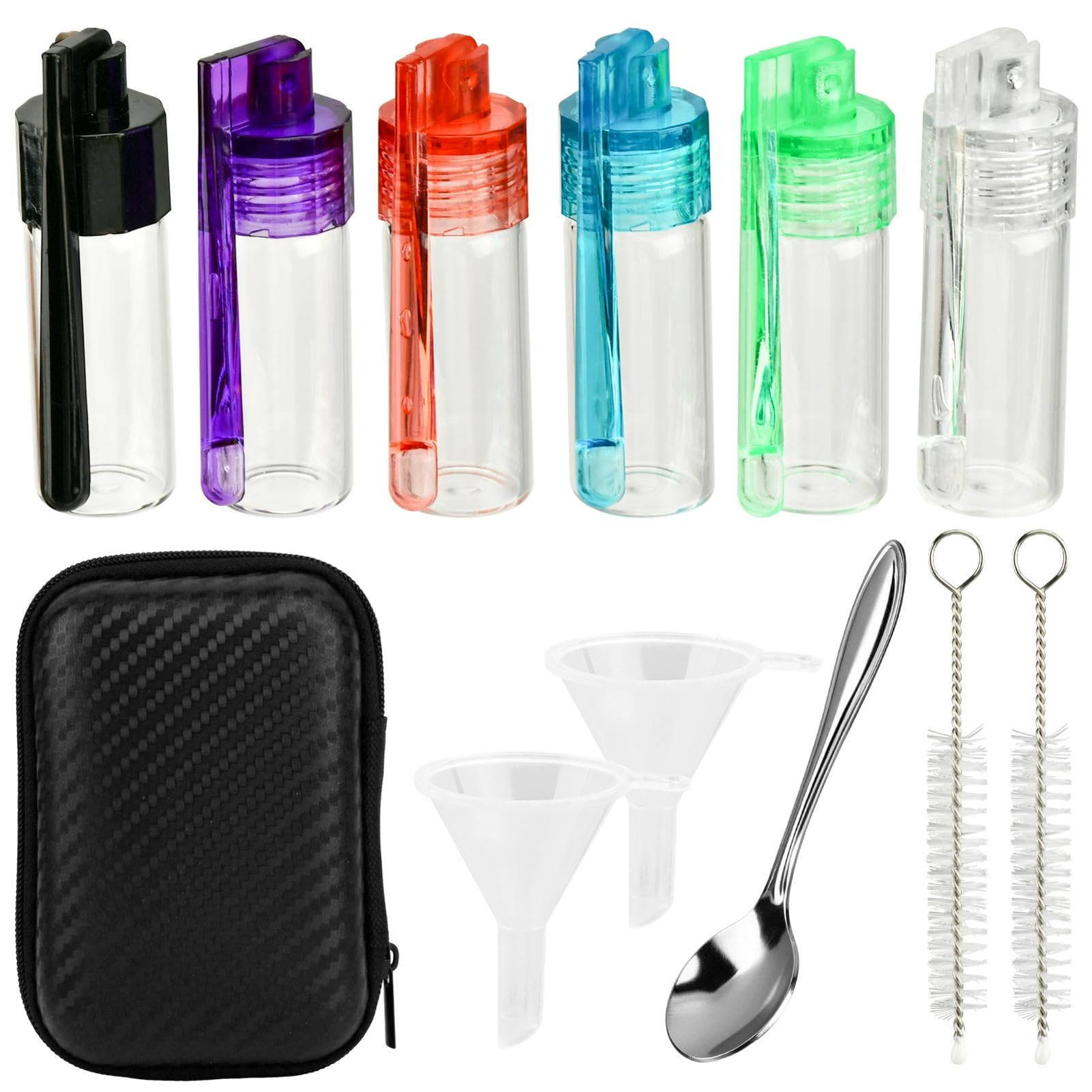 DAVQXZRM Portable LeakProof Airtight Travel Spice Jars Set, 6 PCS Mini Travel Seasoning Containers with Storage Case, Spoons, F