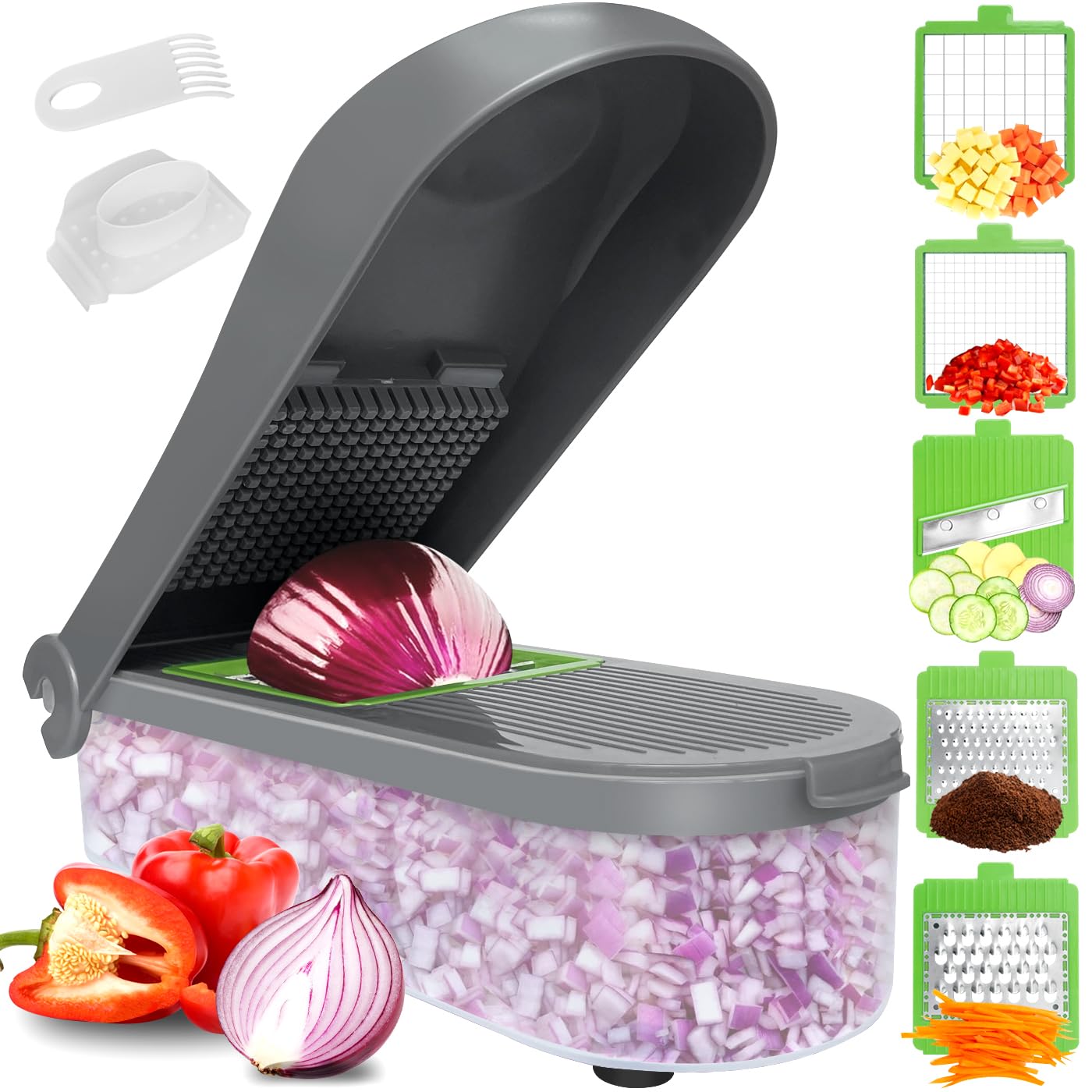 Lhs Vegetable Chopper Slicer 7 In 1 Veggie Chopper Dicer Cutter Multifunctional Food Chopper Onion Chopper Salad Potato Cutter V