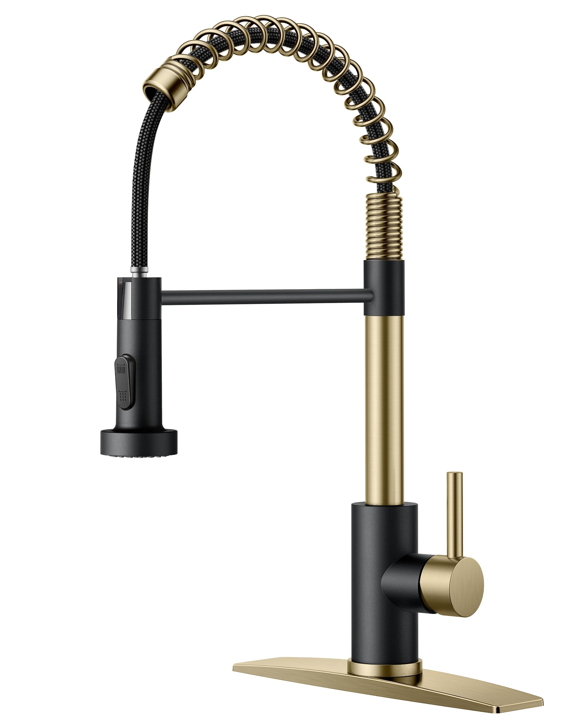 Forious Kitchen Faucet With Sprayer, Kitchen Sink Faucet With Pull Down Sprayer, Single Handle Kitchen Faucets With Deck Plate,