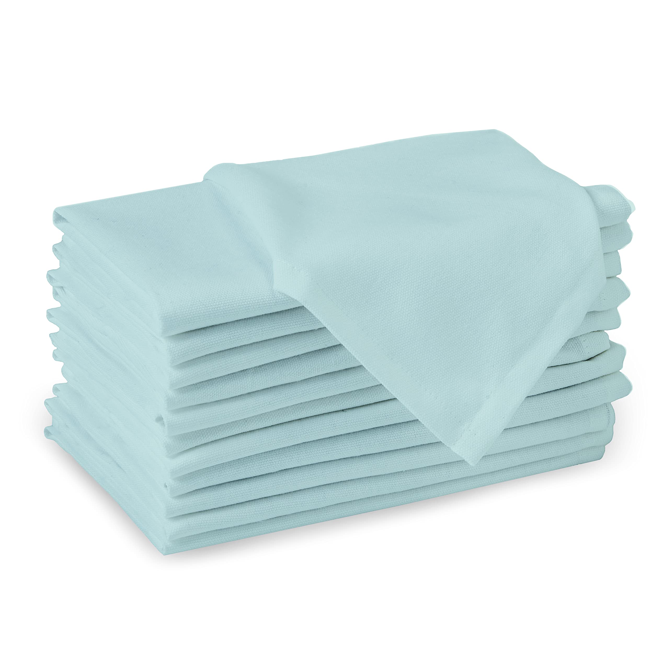 Encasa 100% Cotton Cloth Napkins Set Of 12 With Egg Blue Color & Size 17''X17'', Dinner Napkins Washable And Reusable For Dinnin