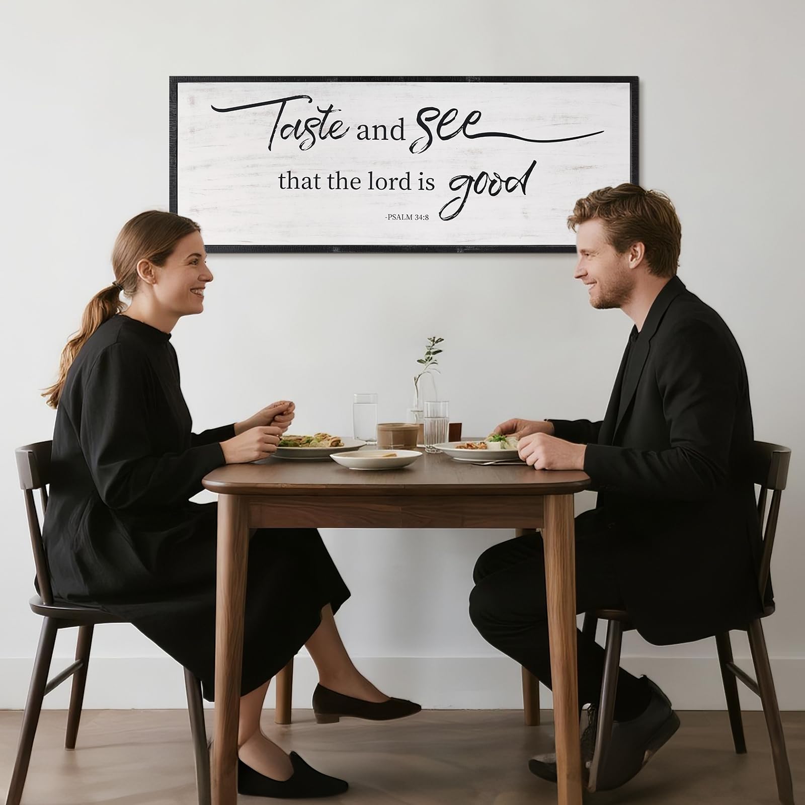 Taste And See That The Lord Is Good Bible Verses Framed Wall Sign For Family Living Room Kitchen Farmhouse Dining Room Vintage B