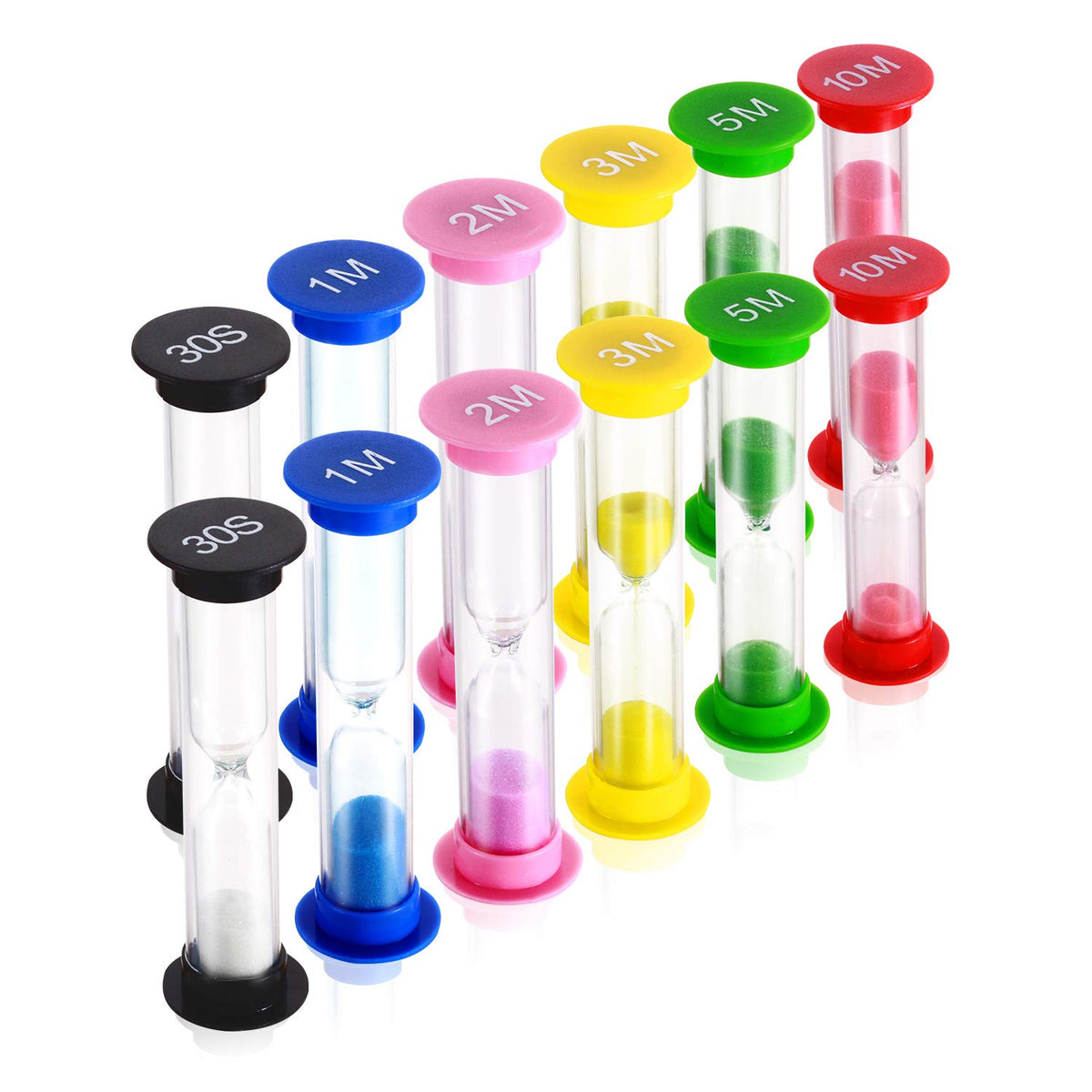 Dsmile Sand Timer,Plastic Hourglass Timer,Colorful Sandglass Hourglass Sand Clock Timer 30Sec / 1Min / 2Mins / 3Mins / 5Mins / 1