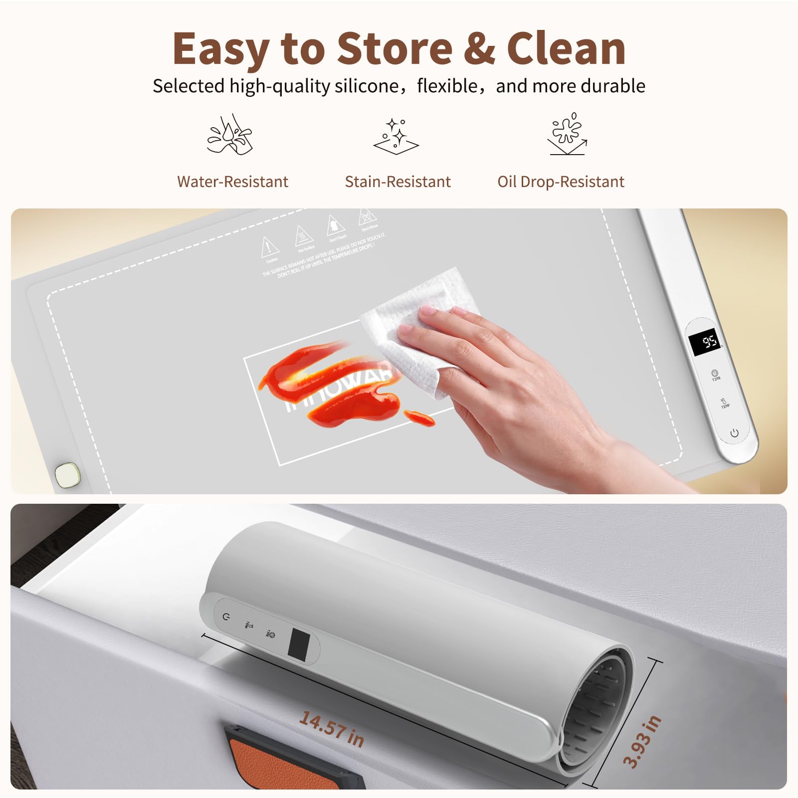 INNOWARMER Food Warming Mat - Ugrade Graphene Full Surface Heating, 500W Fast Heating, Adjustable Temperature, Food Grade Silico
