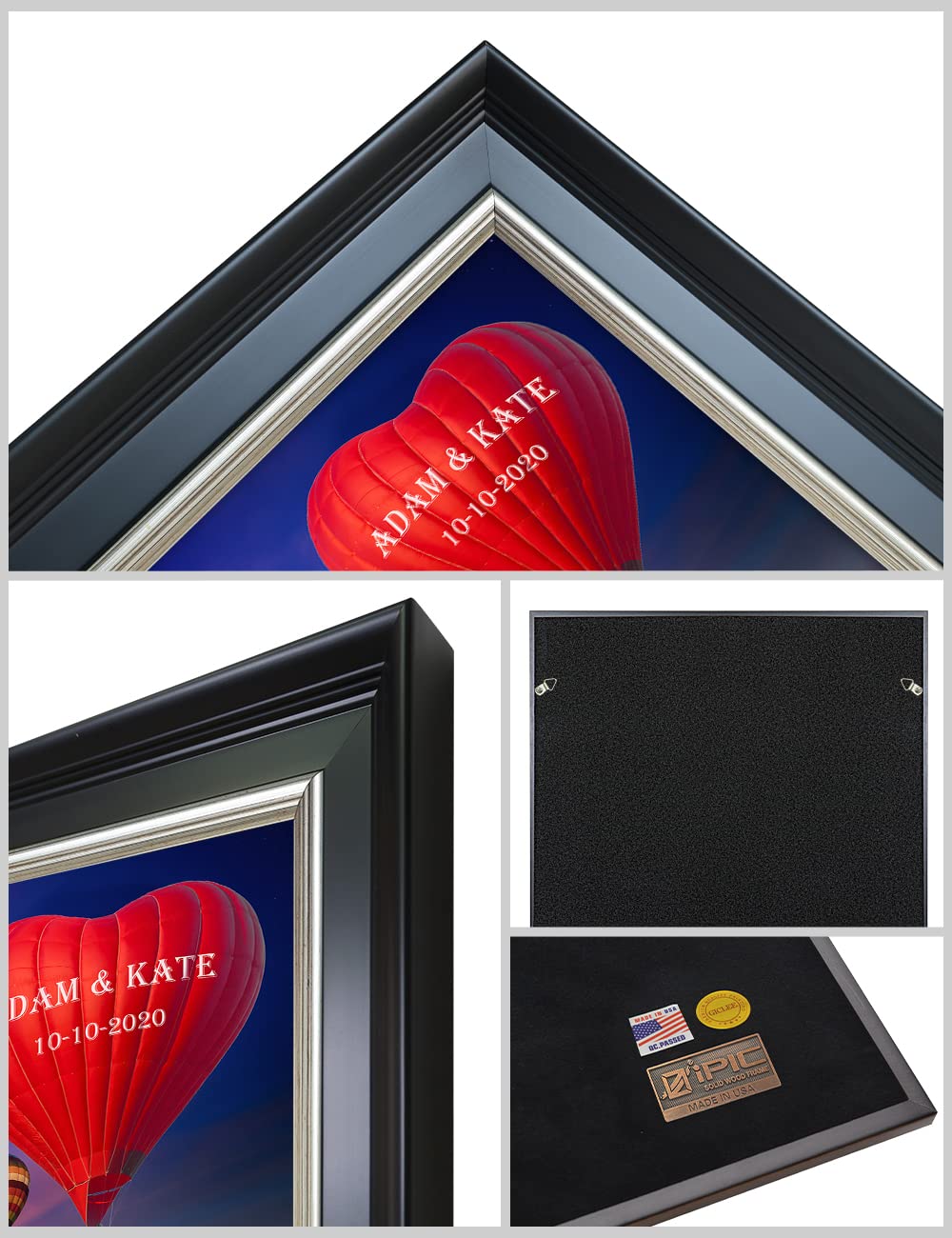 Ipic - Romance On High, Personalized Ideal Gift Custom Framed Wall Art With Names And Date, Giclee Prints With Solid Wood Frame,