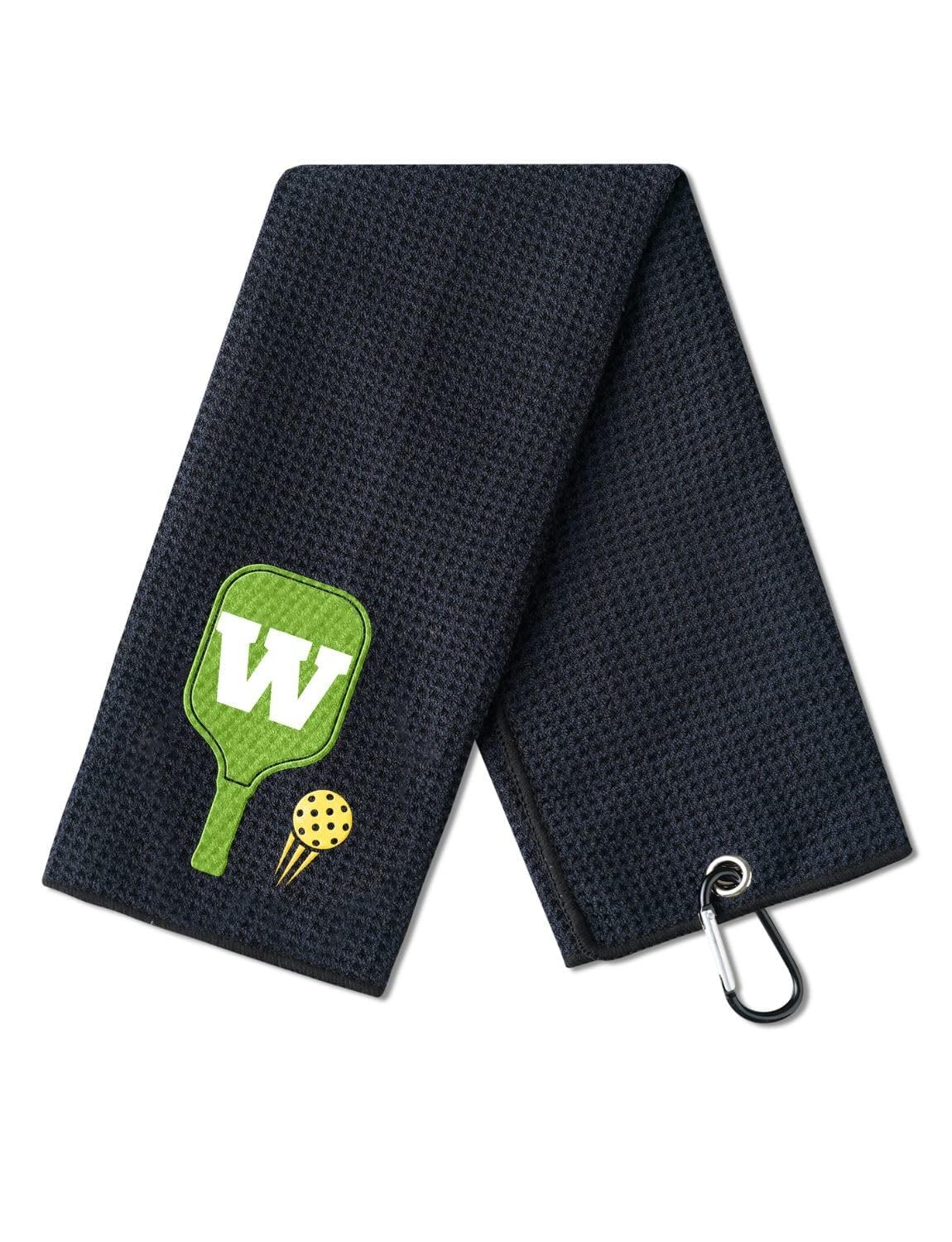 CybGene Embroidered Pickleball Towel, Funny Gift for Pickleball Lovers, 16x 24 Microfiber Towel, Initial W