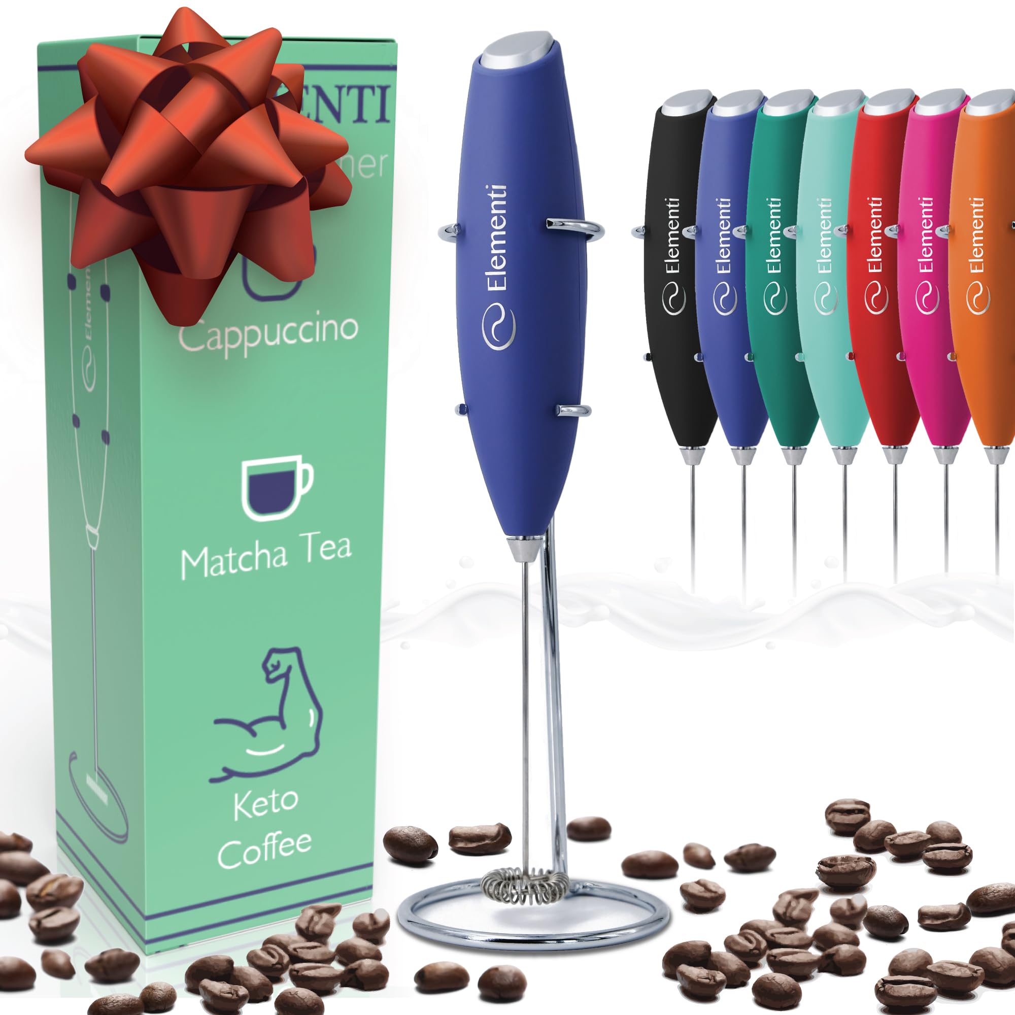 Elementi Portable Electric Milk Frother, Matcha Whisk, Milk Frother For Coffee Frother Electric Hand Blender, Mini Electric Whis