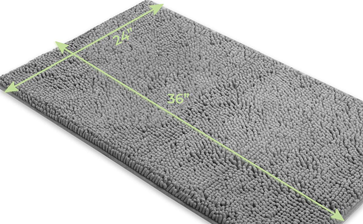 Luxurux Bath Mat-Extra-Soft Plush Bath Shower Bathroom Rug,1'' Chenille Microfiber Material, Super Absorbent Shaggy Bath Rug. Ma