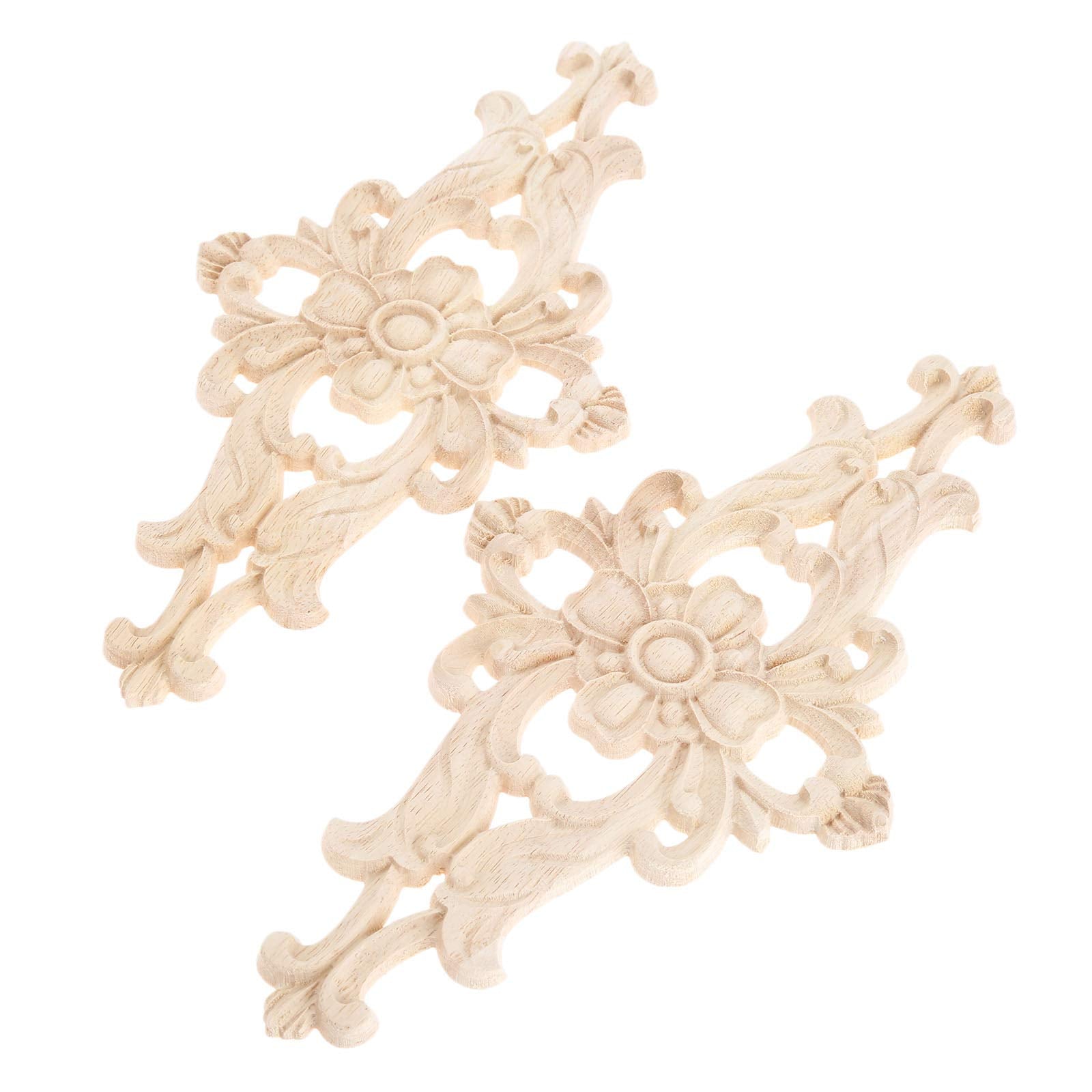 MUXSAM 1-Pack Wood-Carved Furniture Applique Onlay 27x14cm/10.63''x5.51''  Center Flower Decal for Cupboard Dresser Cabinet Chest Bed Door Wall Wardrobe Ceiling