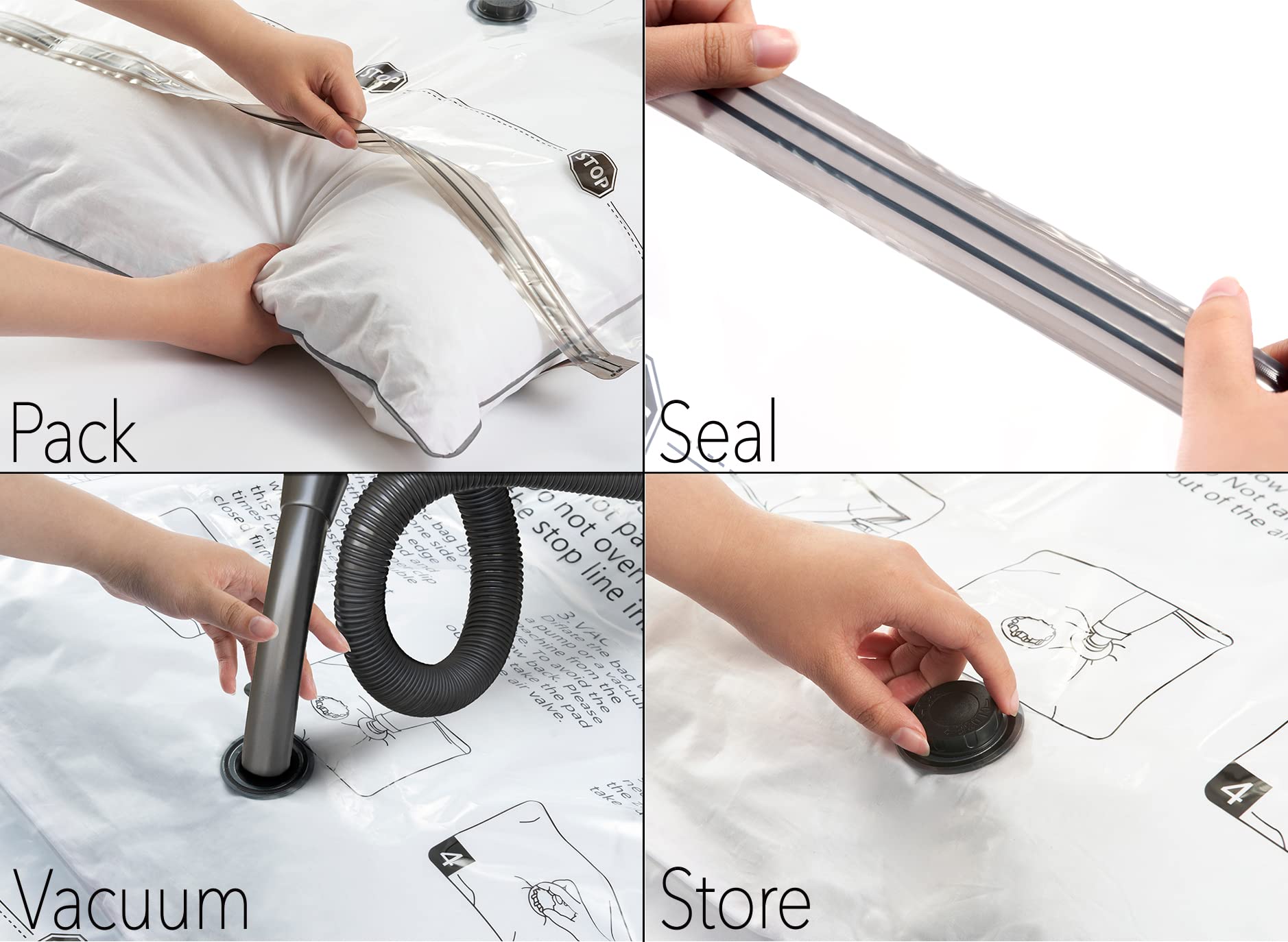 SpaceAid Vacuum Storage Bags  Space Saver Sealer Compression Bags for Comforters  Blankets  Pillows  Bedding  Clothes (Small 3 Pack)