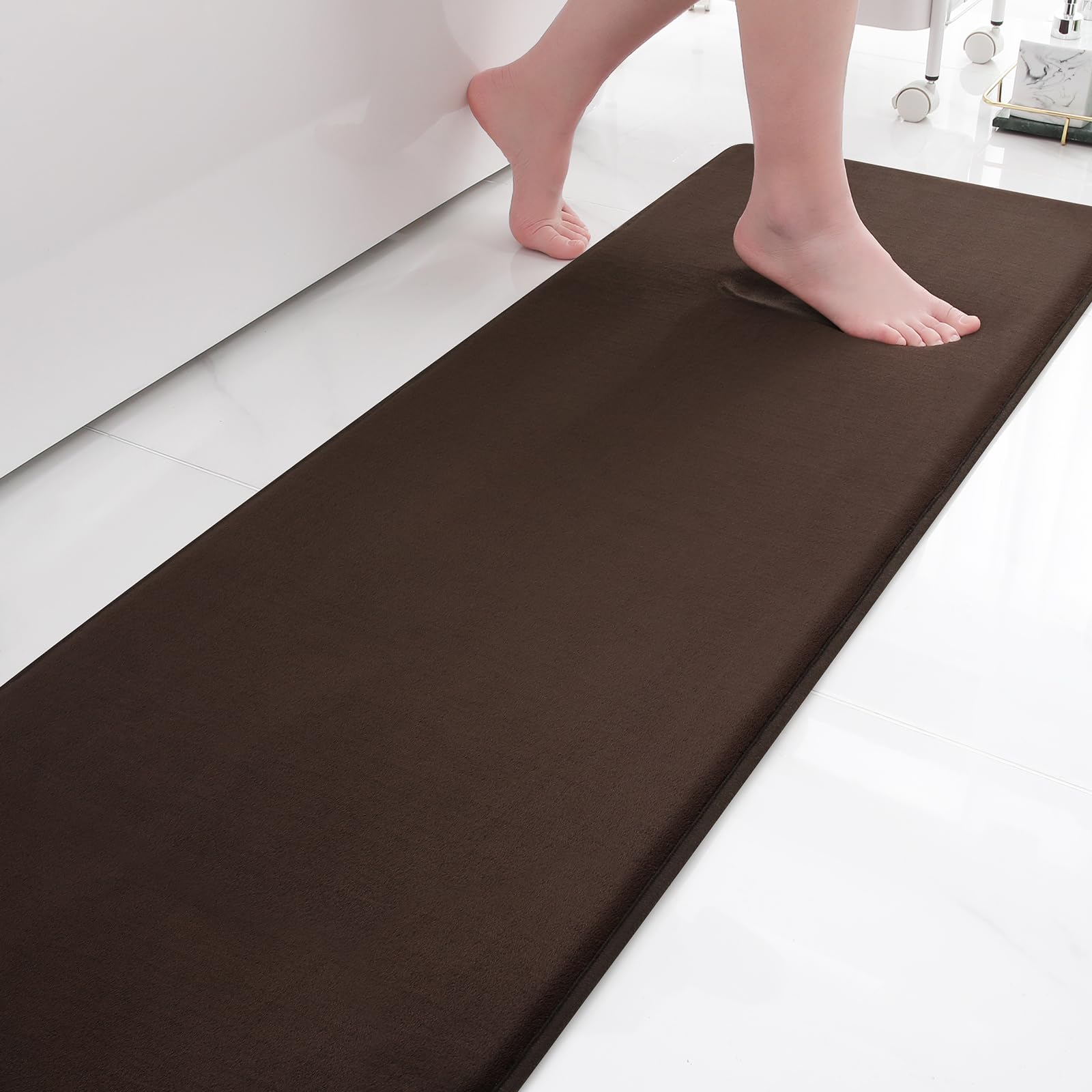 Smiry Memory Foam Bath Mat 59'' X 20'', Extra Soft Absorbent Bathroom Rugs Non Slip Bath Rug Runner For Shower Bathroom Floors,