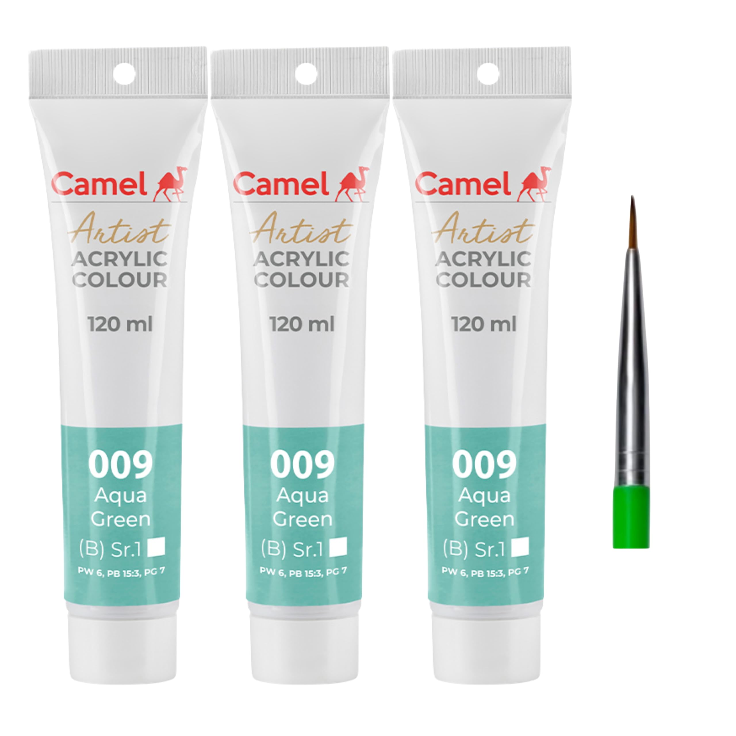 Camel Camlin Kokuyo Artist Acrylic Colour, Cerulean Blue Hue, 120 Ml, Acrylic Paint, Pack Of 3, With Paint Brush, Non-Toxic, 825