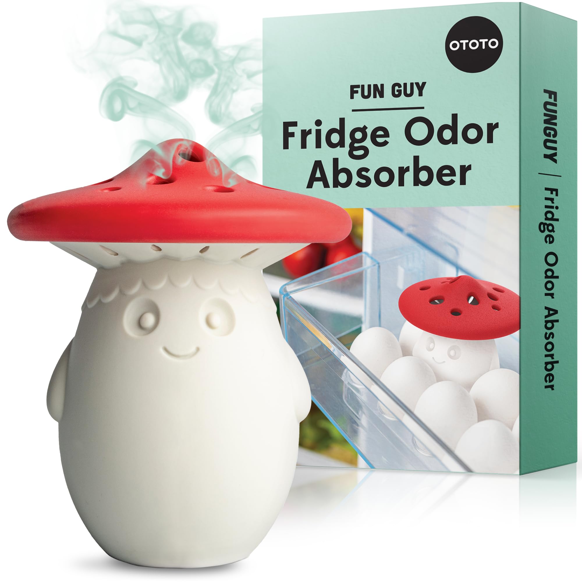 Ototo Fun Guy Fridge Deodorizer - Food-Grade Fridge Smell Eliminator - Baking Soda Deodorizer Holder, Dishwasher Safe And Bpa Fr