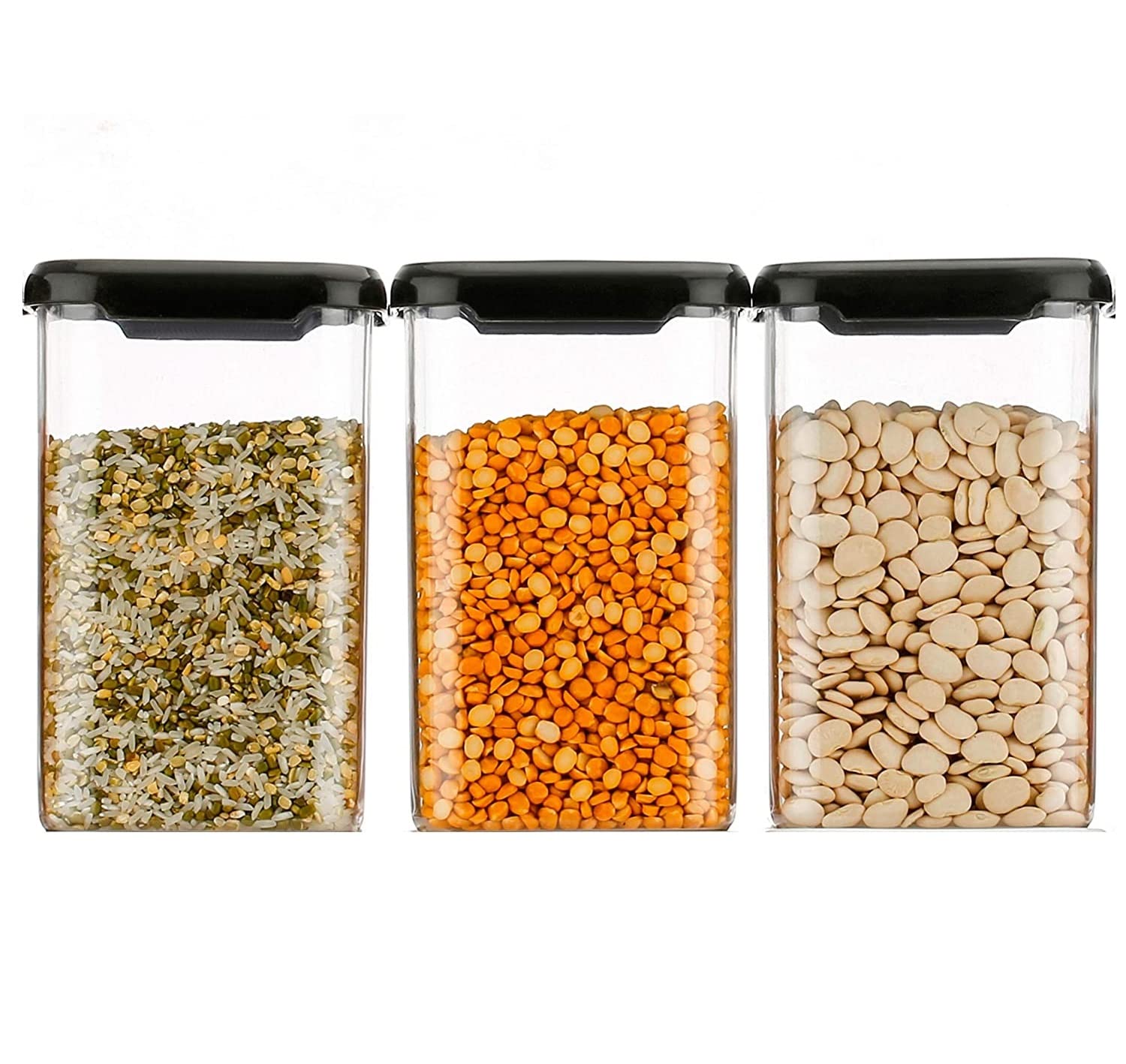 Kitchenwell Airtight Plastic Square Container Set For Kitchen Storage - 1100Ml Containers | Unbreakable & Air-Tight Design | Con