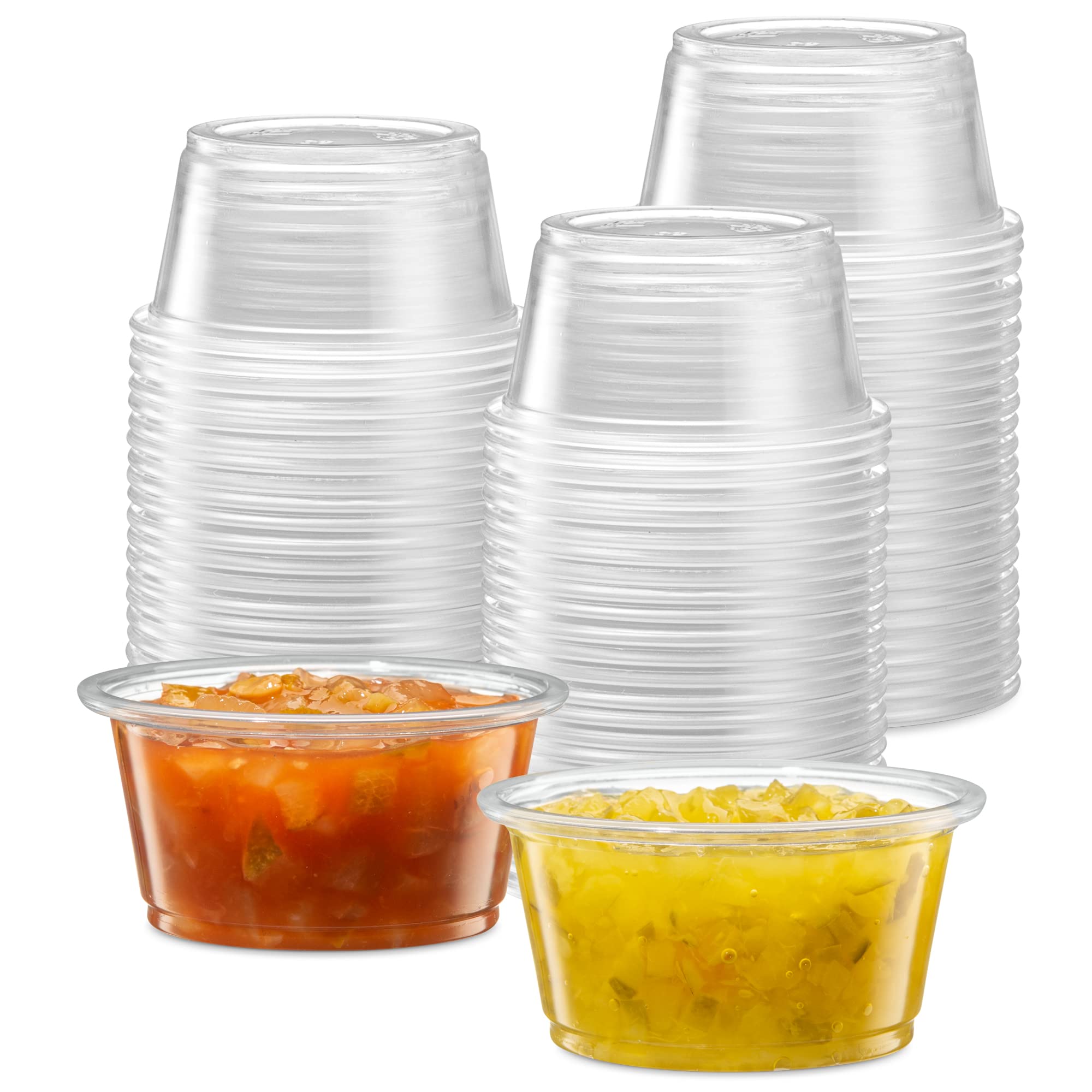 ELEGANT DISPOSABLES [2 oz - 200 Cups Clear] Diposable Plastic Portion Cups No Lids, Small Mini Containers For Portion Controll, 