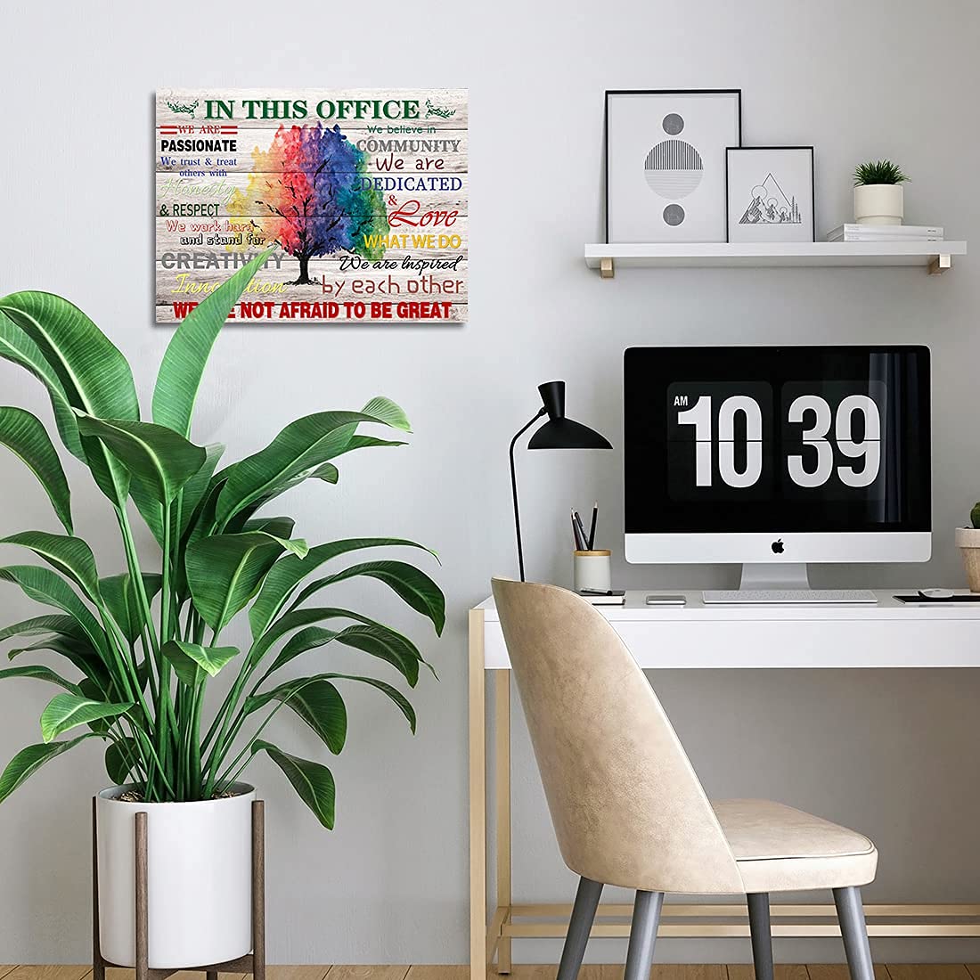 Motivational Wall Decor Art In This Office Watercolor Tree Painting Wonderful Canvas Painting Inspirational Quotes Wall Art for Study Room Home Office Decoration 12x16 inches Framed Hanging Artwork