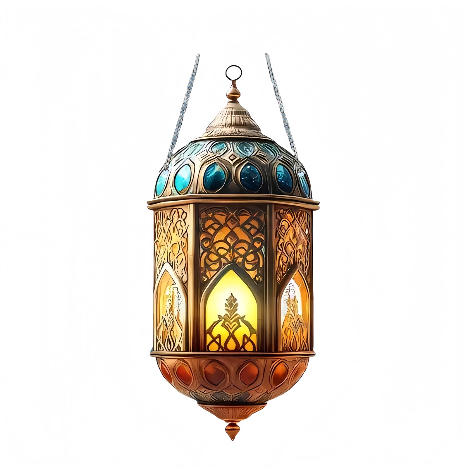 Ramadan Decorations, Acrylic Ramadan Lanterns, 2D Spray Painted Acrylic Crescent and Eid Decorations for Home (H)