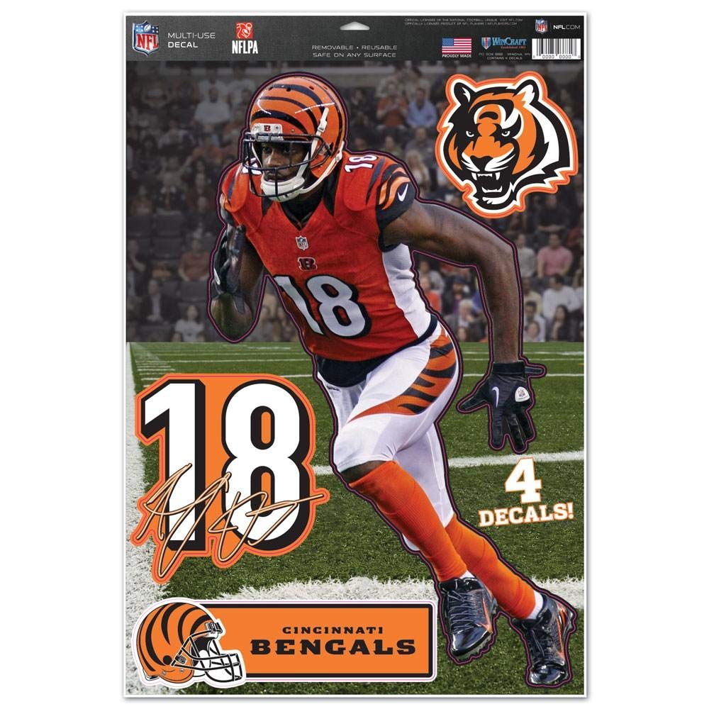 NFL Cincinnati Bengals A.J. Green Multi-Use Decal Sheet, 11x17, Team Color