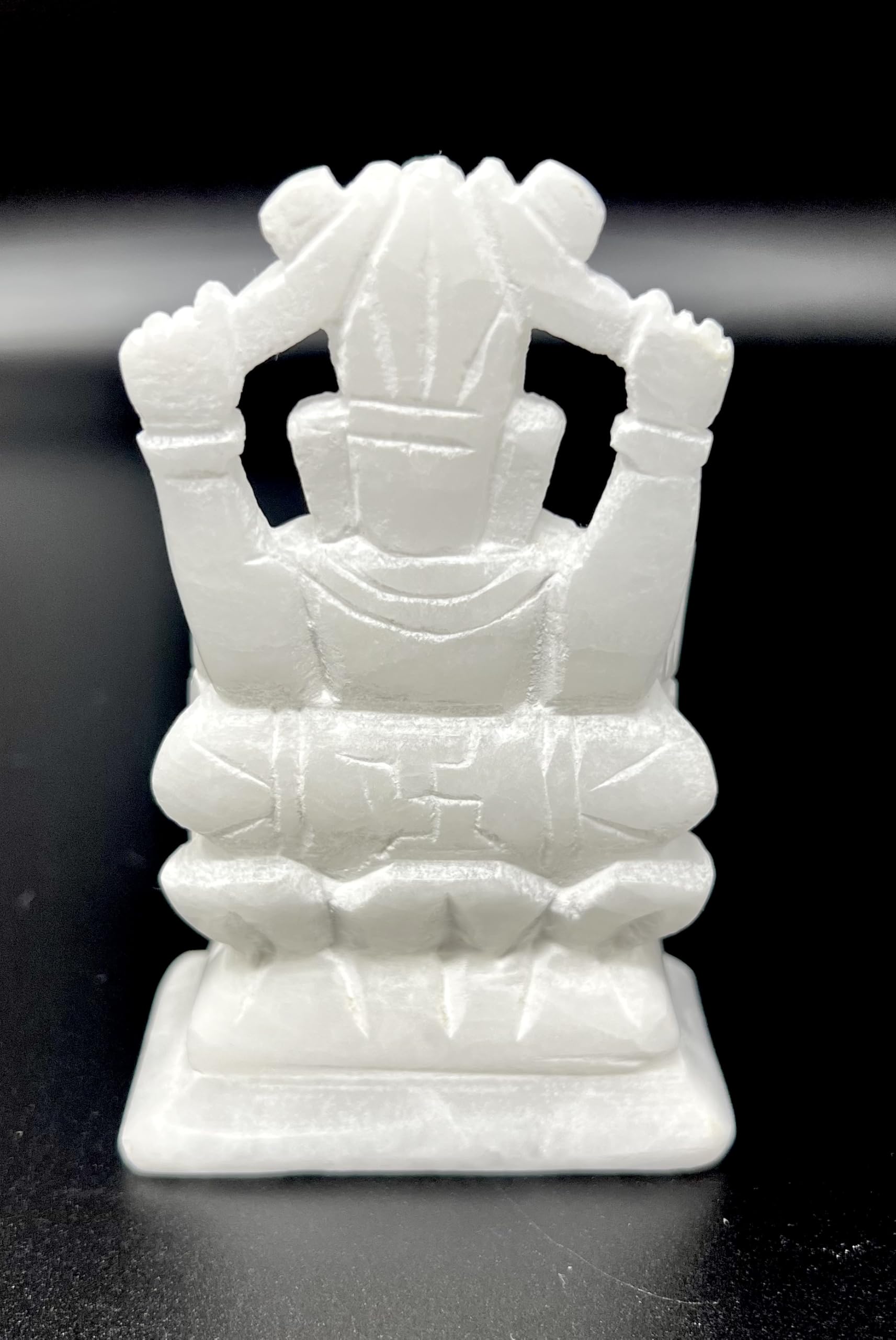 Mahant Ji Pure Siddha Marble Ganesha Idol Or Ganesh Ji Ki Murti Right Side Trunk With Gangajal And Chandan From Kashi (Weight 18