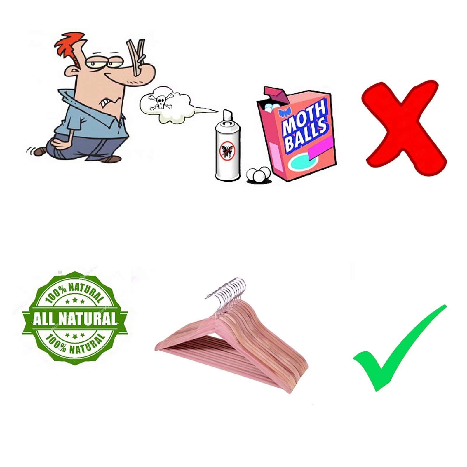 Elong Home American Red Cedar Hangers 20 Pack, Wooden Suit Hangers With 360 Swivel Hook, Smooth Surface Slim Cedar Wood Coat Han