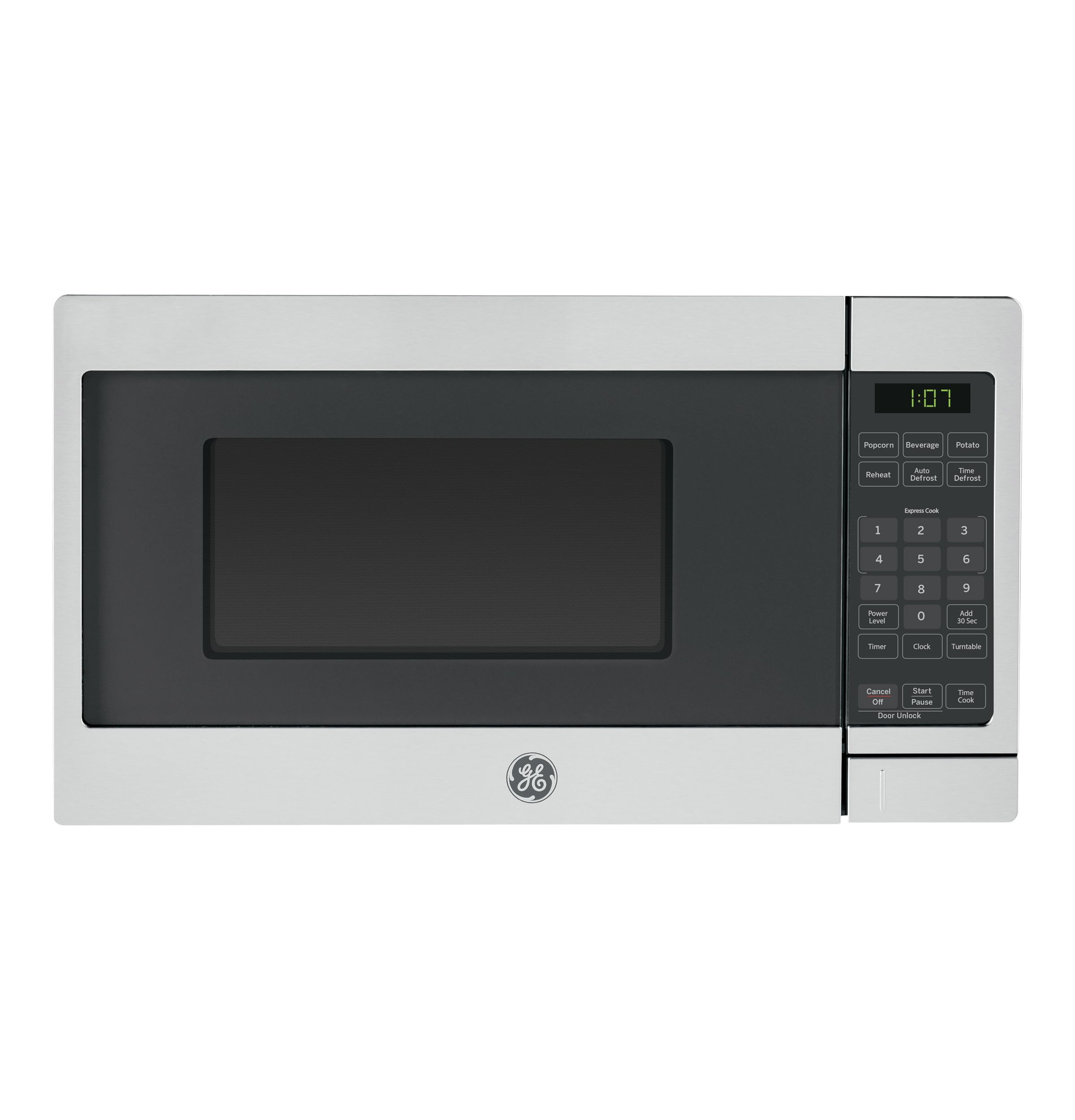 Ge Gcst07N1Wss Microwave Oven, 700-Watt 6 Auto Cooking Settings, Kitchen Essentials For The Countertop, Dorm Room Or Apartment,
