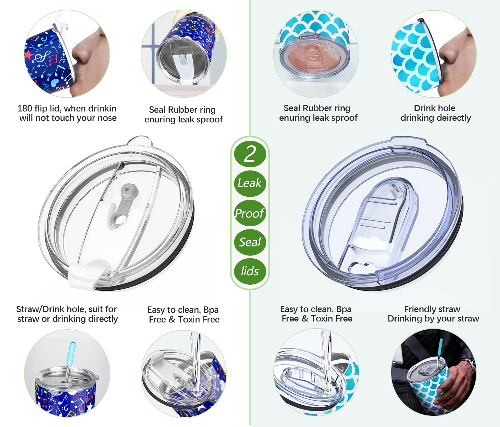 Yoelike Baseball Tumbler 30 Oz Stainless Steel Double Wall Vacuum Insulated Cup With Straws, Splash Proof Lids, Straw Clean Brus