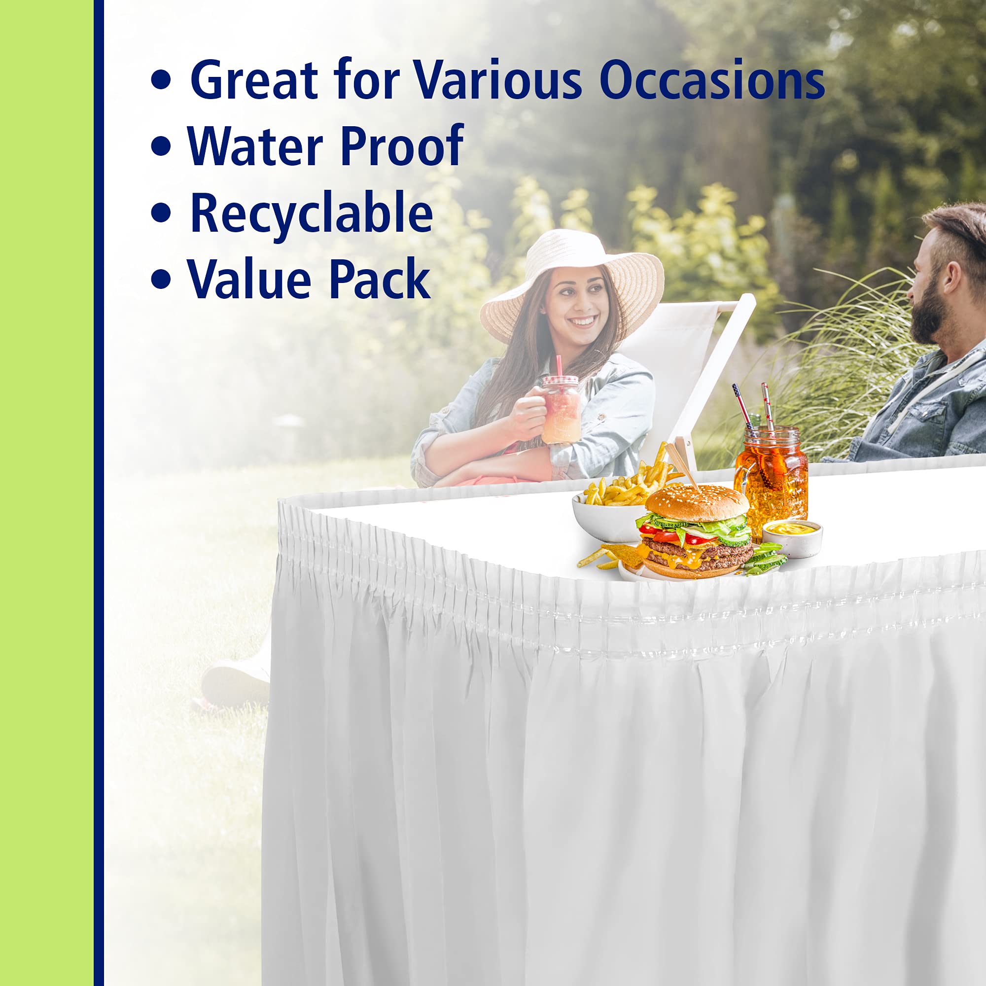 Party Dimensions Plastic Table Skirt, 29-Inches By 14-Feet - White - 1 Pack