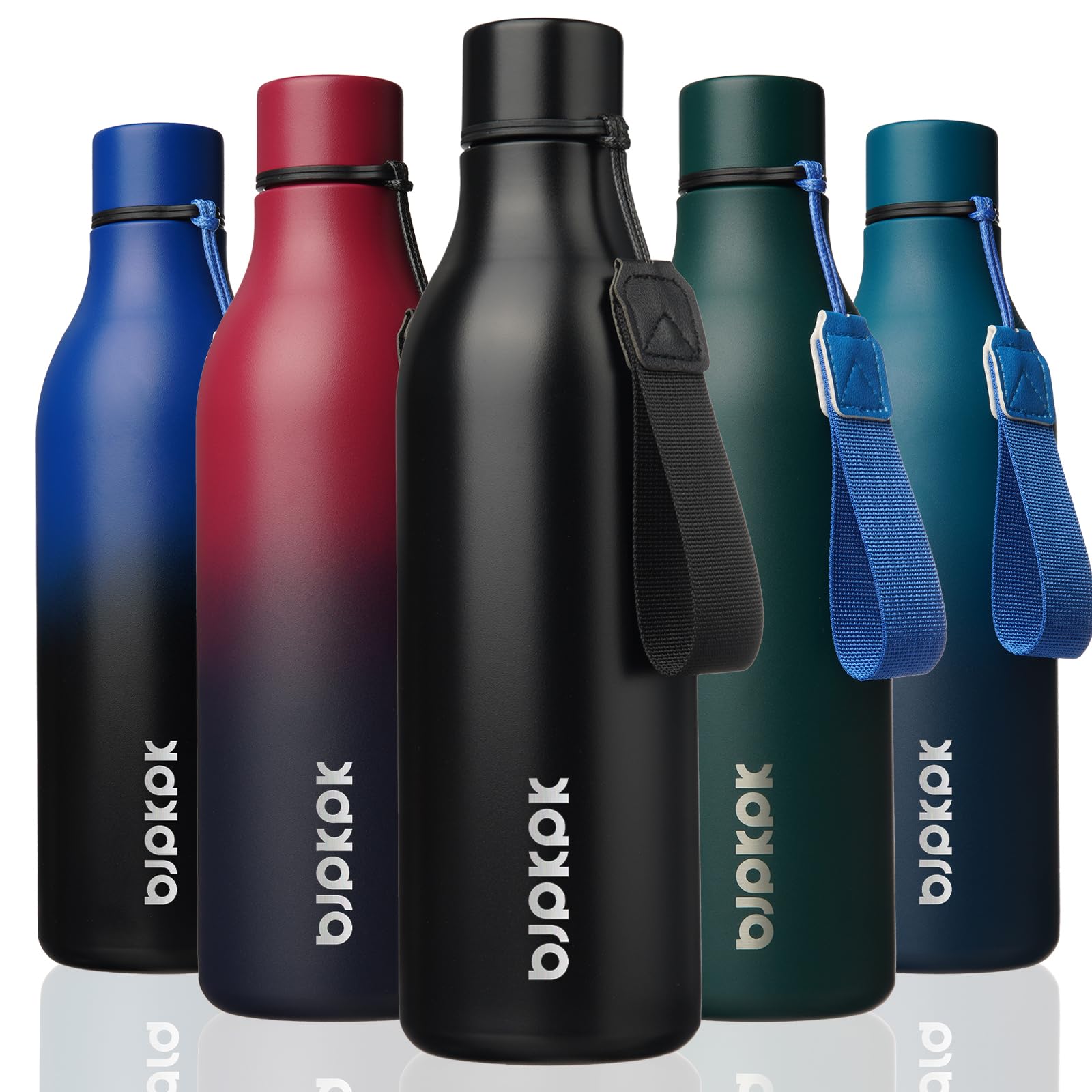 BJPKPK Insulated Water Bottles, 25 oz Stainless Steel Metal Water Bottle with Strap, BPA Free Leak Proof Jugs, Mugs, Flasks, Reu