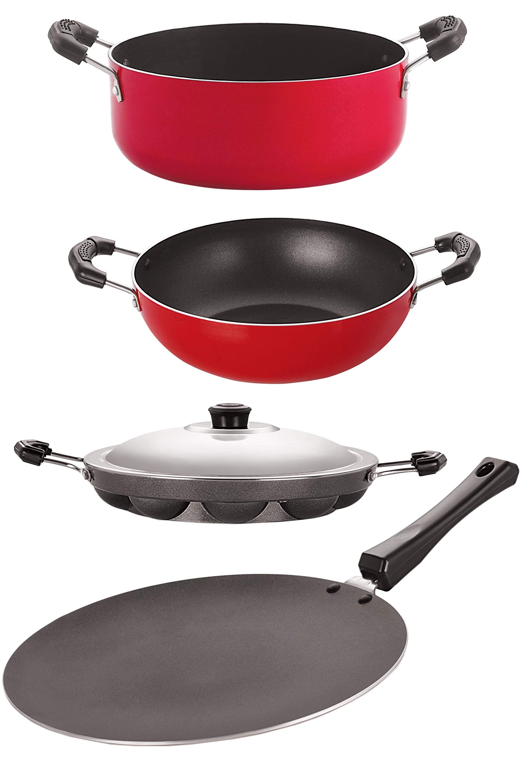 Nirlon Aluminium Non Stick Non Induction Cookware Set, Ct12_Kd11_Ap12_Cs24