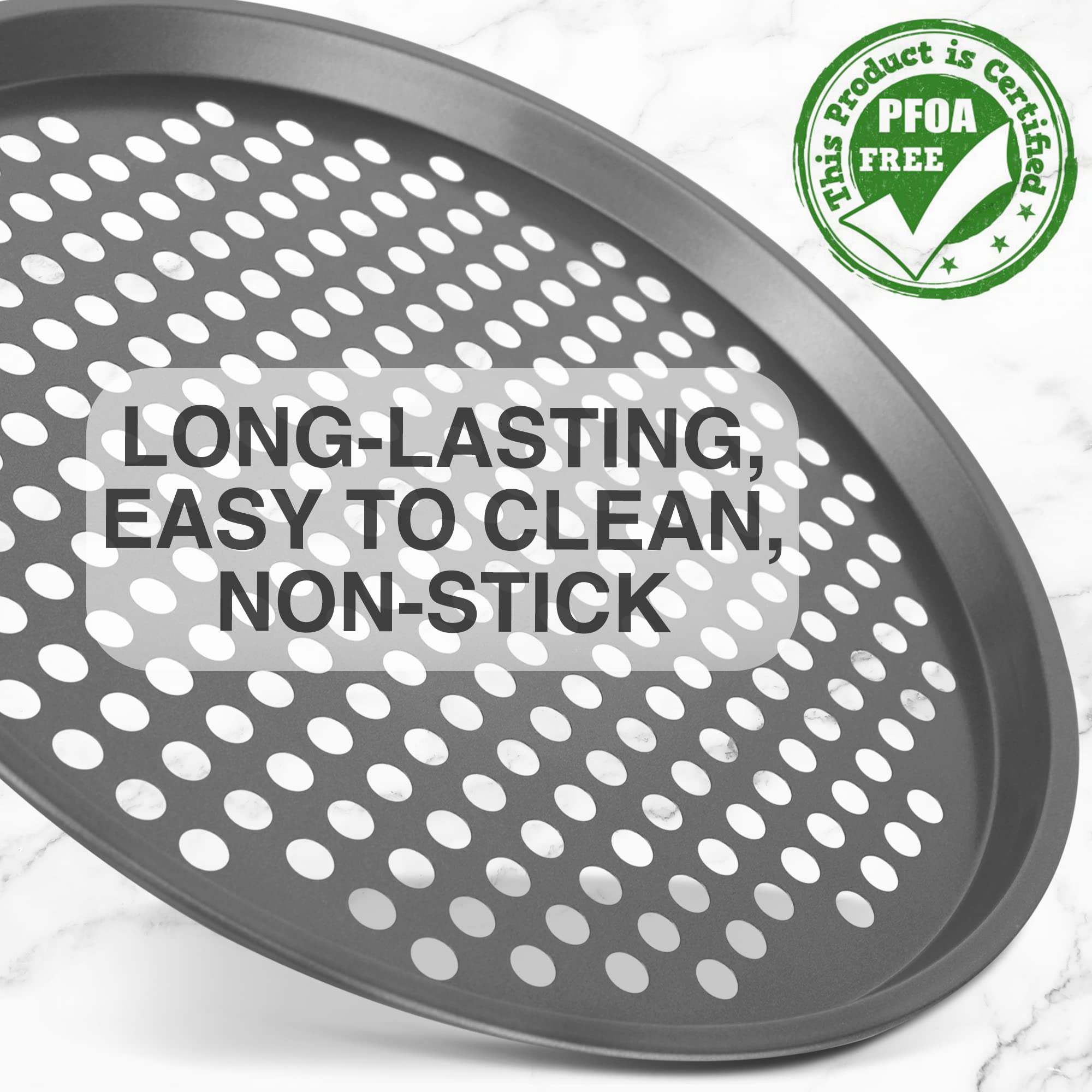 Nutrichef 12.8 Inch Nonstick Pizza Pan For Oven - Carbon Steel Pizza Baking Tray With Airflow Holes - Premium Bakeware For Fresh