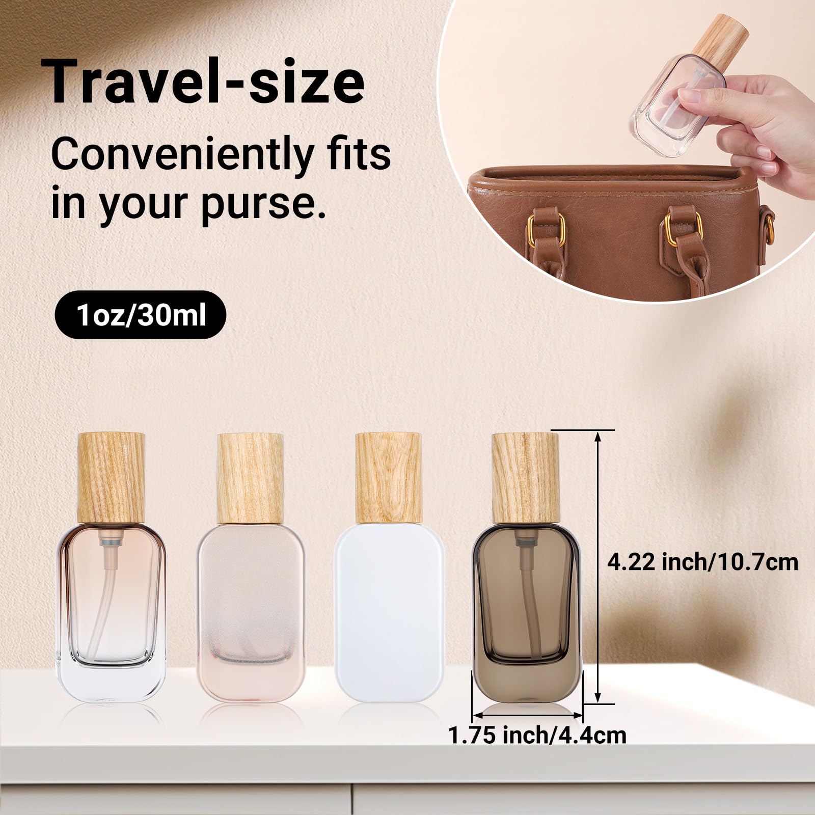 Segbeauty 1Oz Empty Glass Lotion Dispenser With Pump, 4Pcs Glass Travel Pump Bottle Refillable, 30Ml Mini Travel Lotion Containe