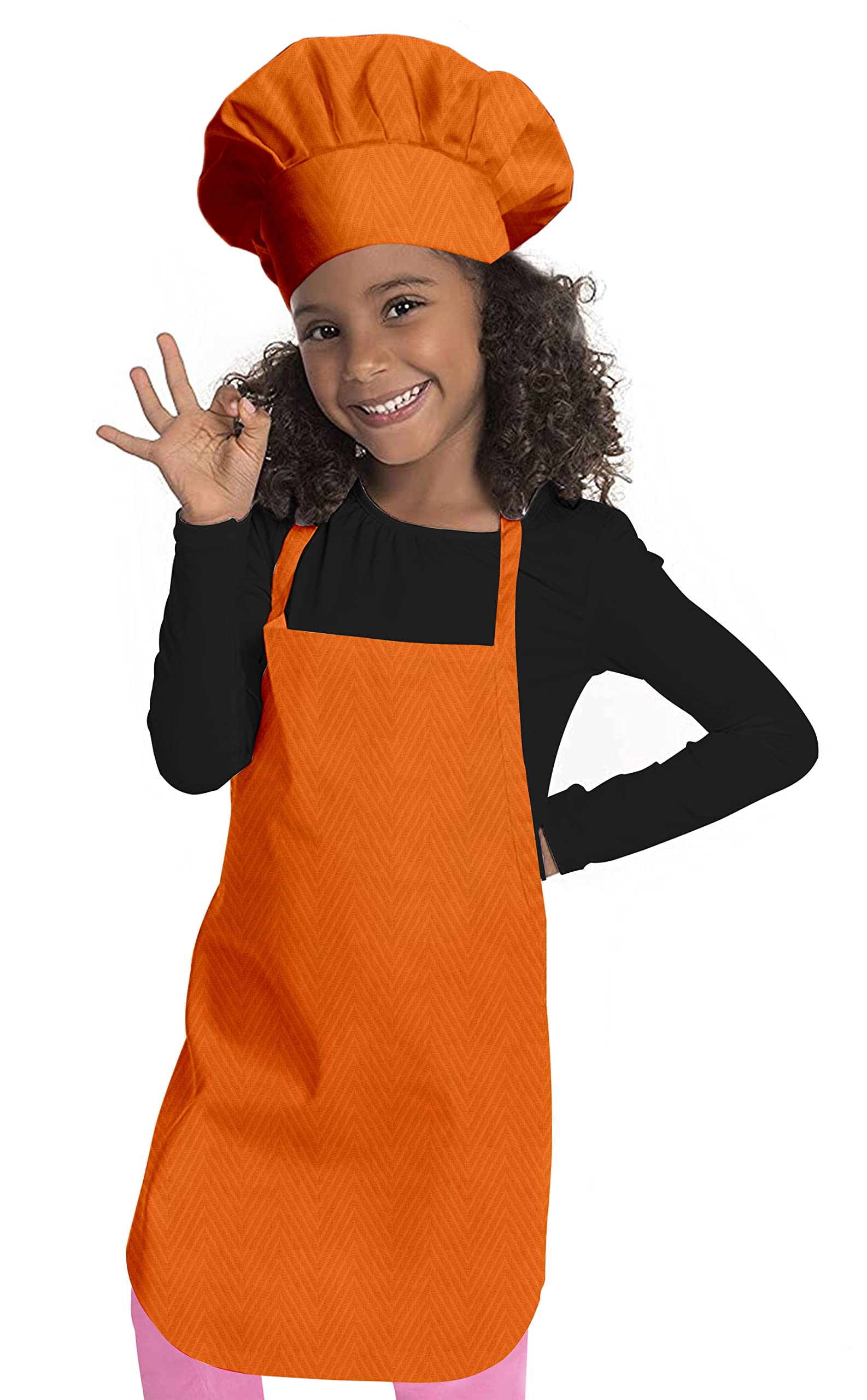 Oasis Home Collection Cotton Eyecatching Kids Apron With Chef Cap  Pack Of 1 (Orange)